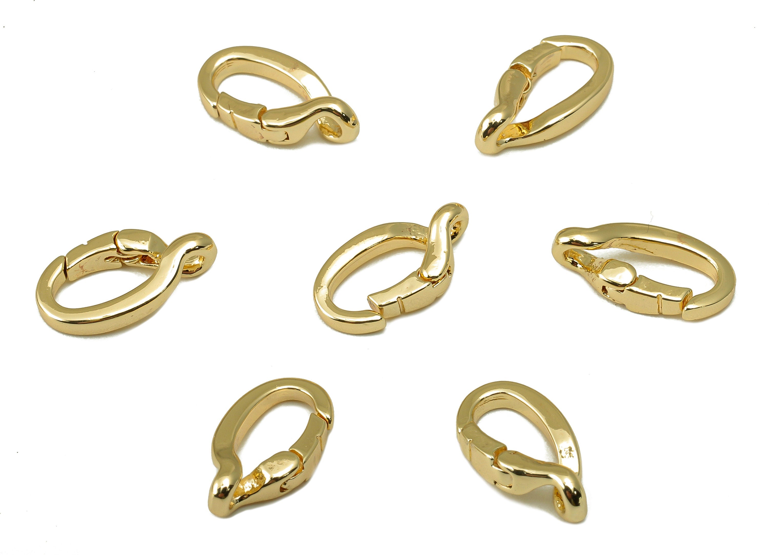 Brass Shaped Lobster Clasp-Brass Necklace Clasp-Chain Connector-18k real gold plated brass-13.13 x 7.05 x 1.84mm-RGP6142 - DOMEDBAZAAR