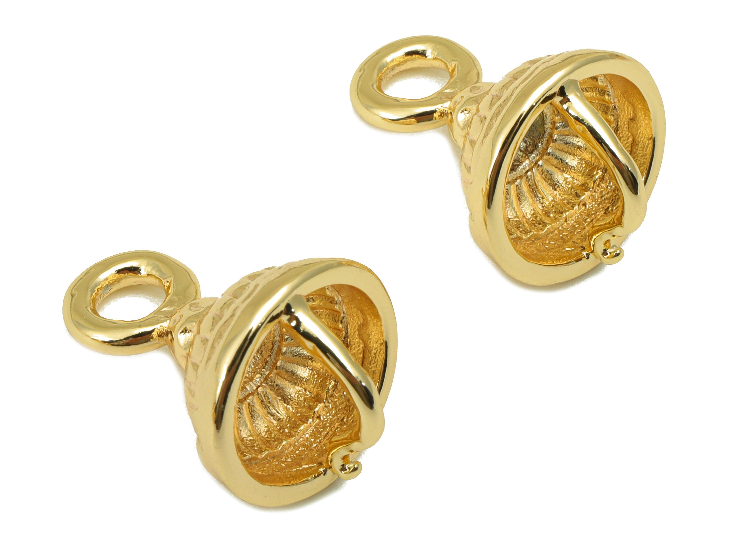 Brass Hat Earring Charm - Brass Clock Charm For Pendant - Cubic Hat Pendant - 18K Real Gold Plated - Jewelry Making - 24x15x1.93mm - RGP6213 - DOMEDBAZAAR