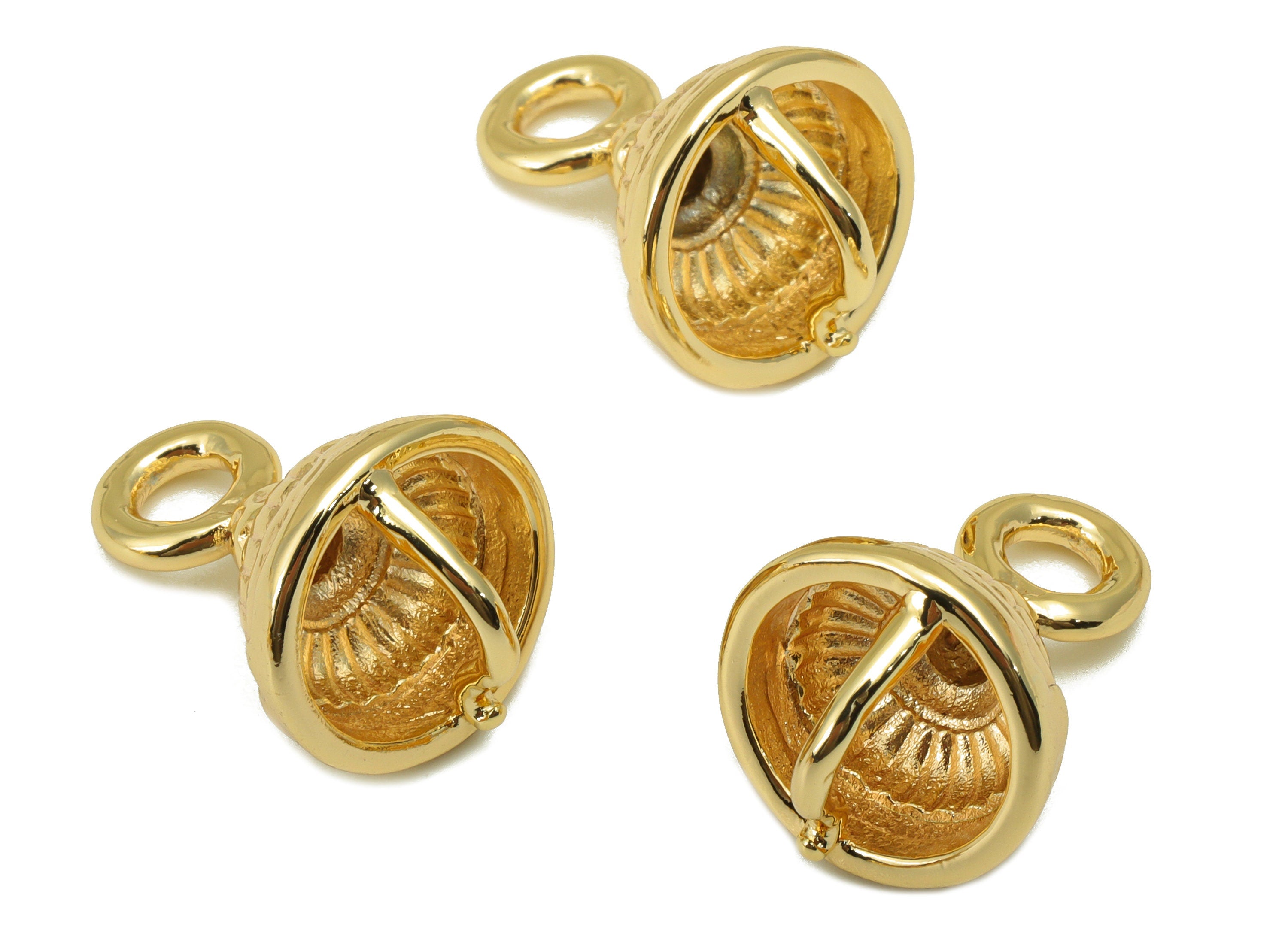 Brass Hat Earring Charm - Brass Clock Charm For Pendant - Cubic Hat Pendant - 18K Real Gold Plated - Jewelry Making - 24x15x1.93mm - RGP6213 - DOMEDBAZAAR