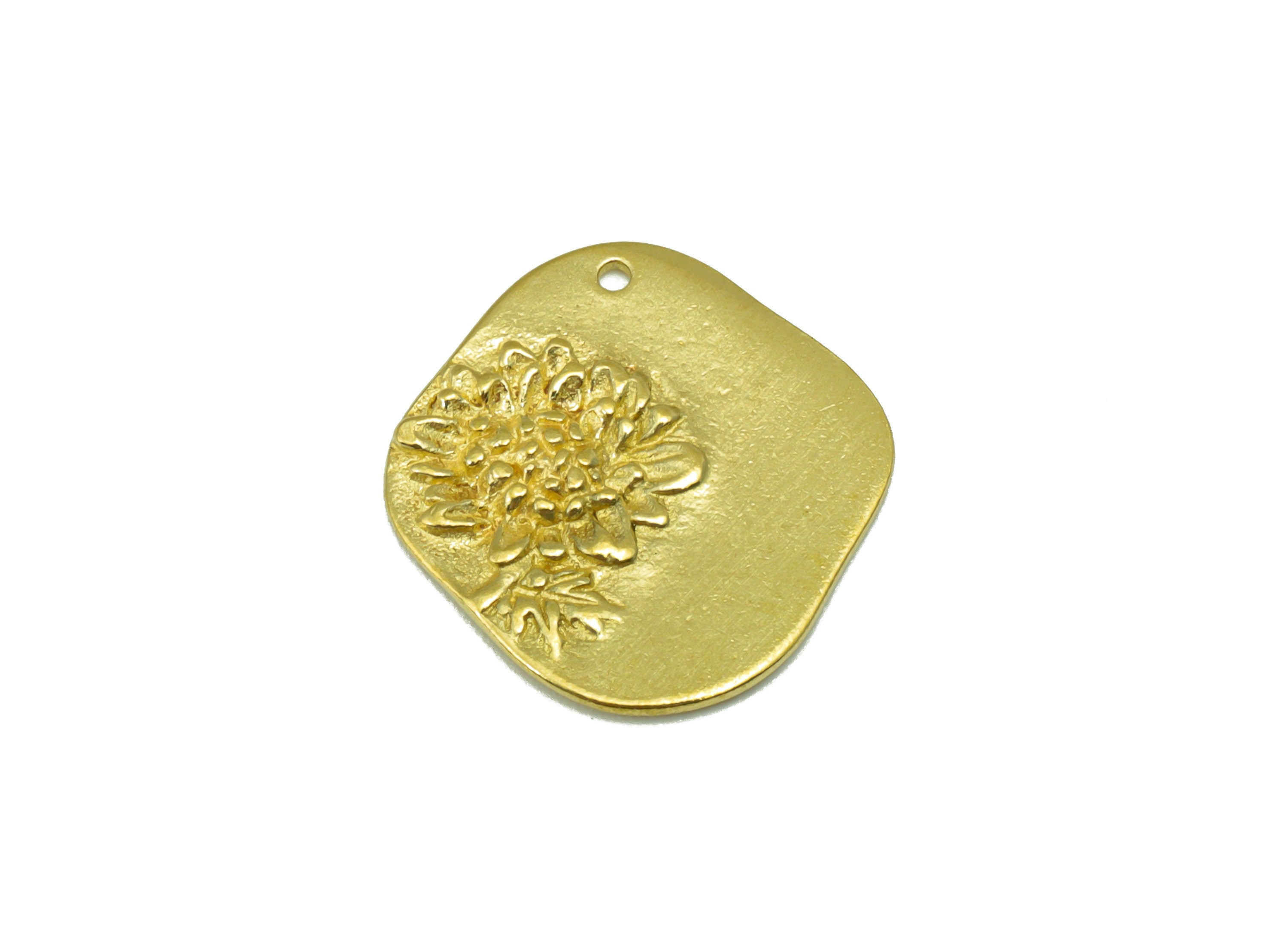 Brass Square Flower Pendant - Peony Flower Charm - Peony Flower Earring - Jewelry Supplies -18 x 17x 1.48mm-PP8455 - DOMEDBAZAAR