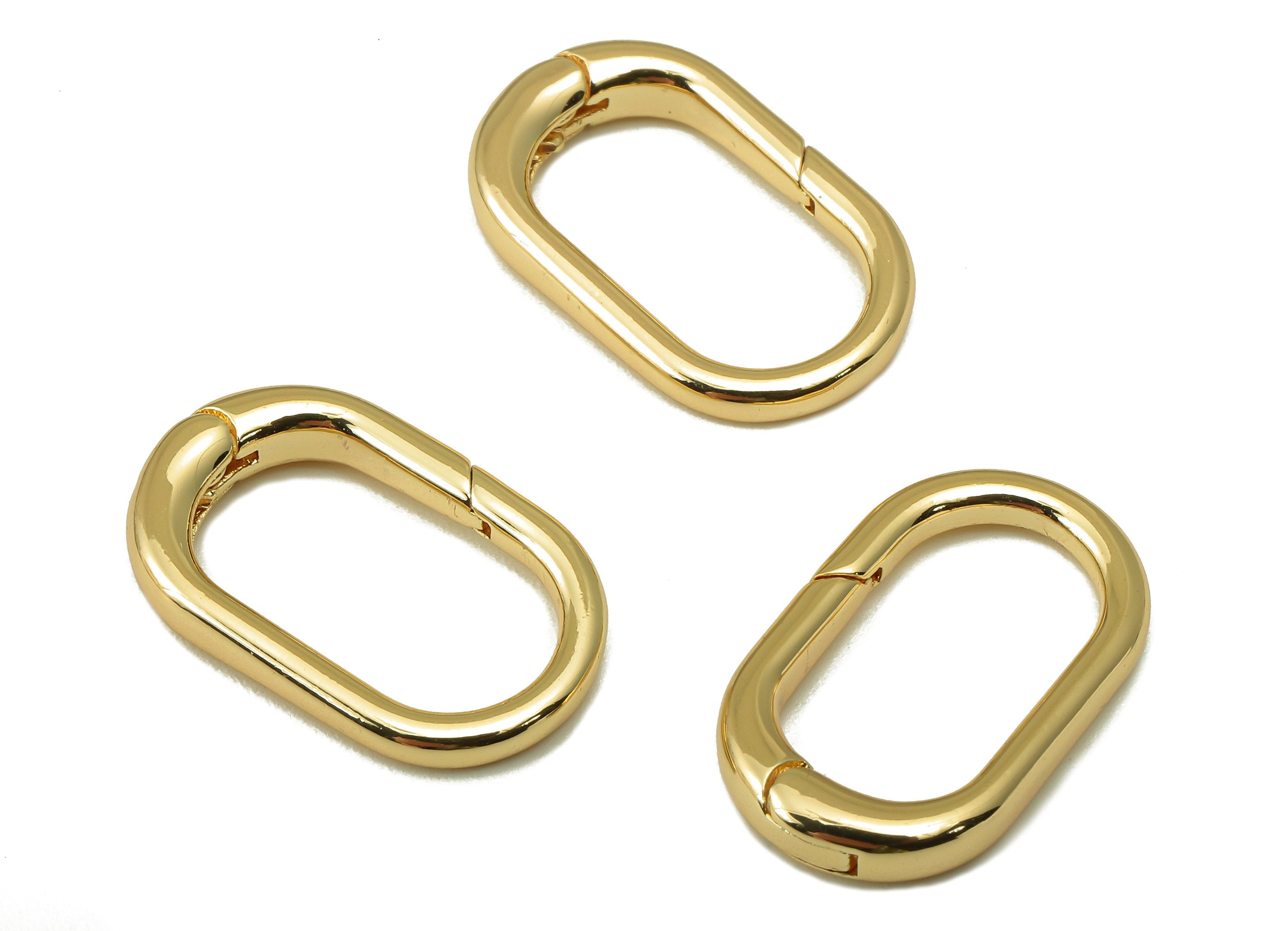 Brass Spring Clasp- Brass Ellipse Clasp Chain Connector - Connector Necklace-18K Real Gold Plating-Jewelry Making-20.03x11.67x3.03mm-RGP6159 - DOMEDBAZAAR