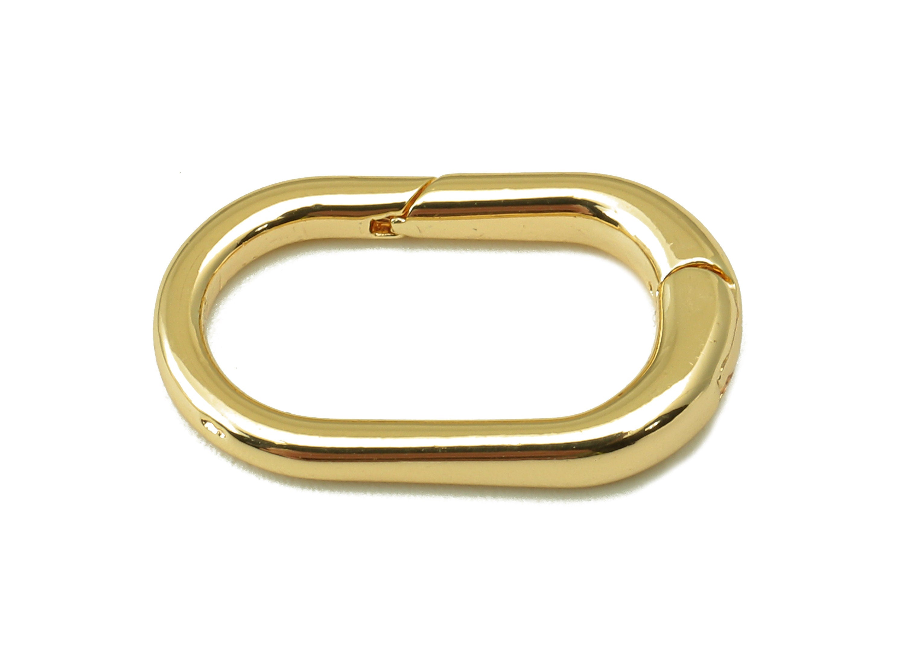 Brass Spring Clasp- Brass Ellipse Clasp Chain Connector - Connector Necklace-18K Real Gold Plating-Jewelry Making-20.03x11.67x3.03mm-RGP6159 - DOMEDBAZAAR