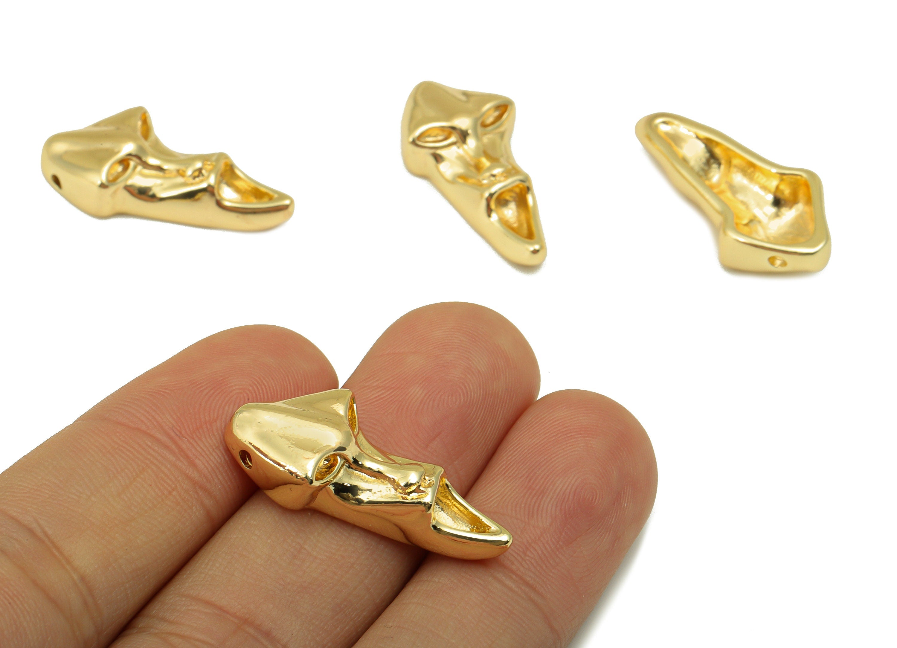 23Brass Alien Charm - Brass Skull Charm - Devil Head Charm For Pendant - Letter For Necklace - 18K Real Gold Plated -30x13.28x1.6mm- RGP6456 - DOMEDBAZAAR