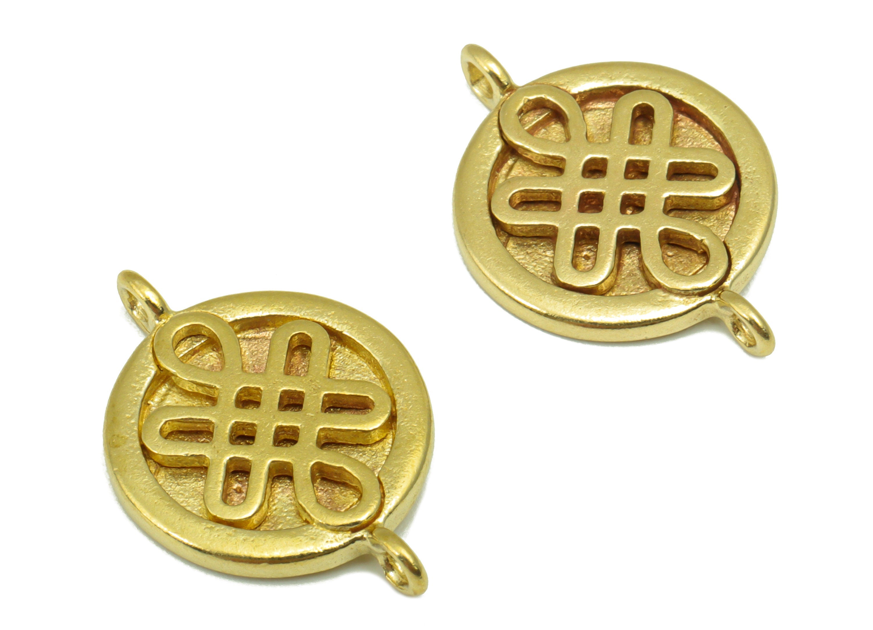 Brass Round Earring Charm - Brass Chinese Knot Connector - For Bracelet - Jewelry Making Supplies - 22x 14.x 1.91mm -PP8487 - DOMEDBAZAAR