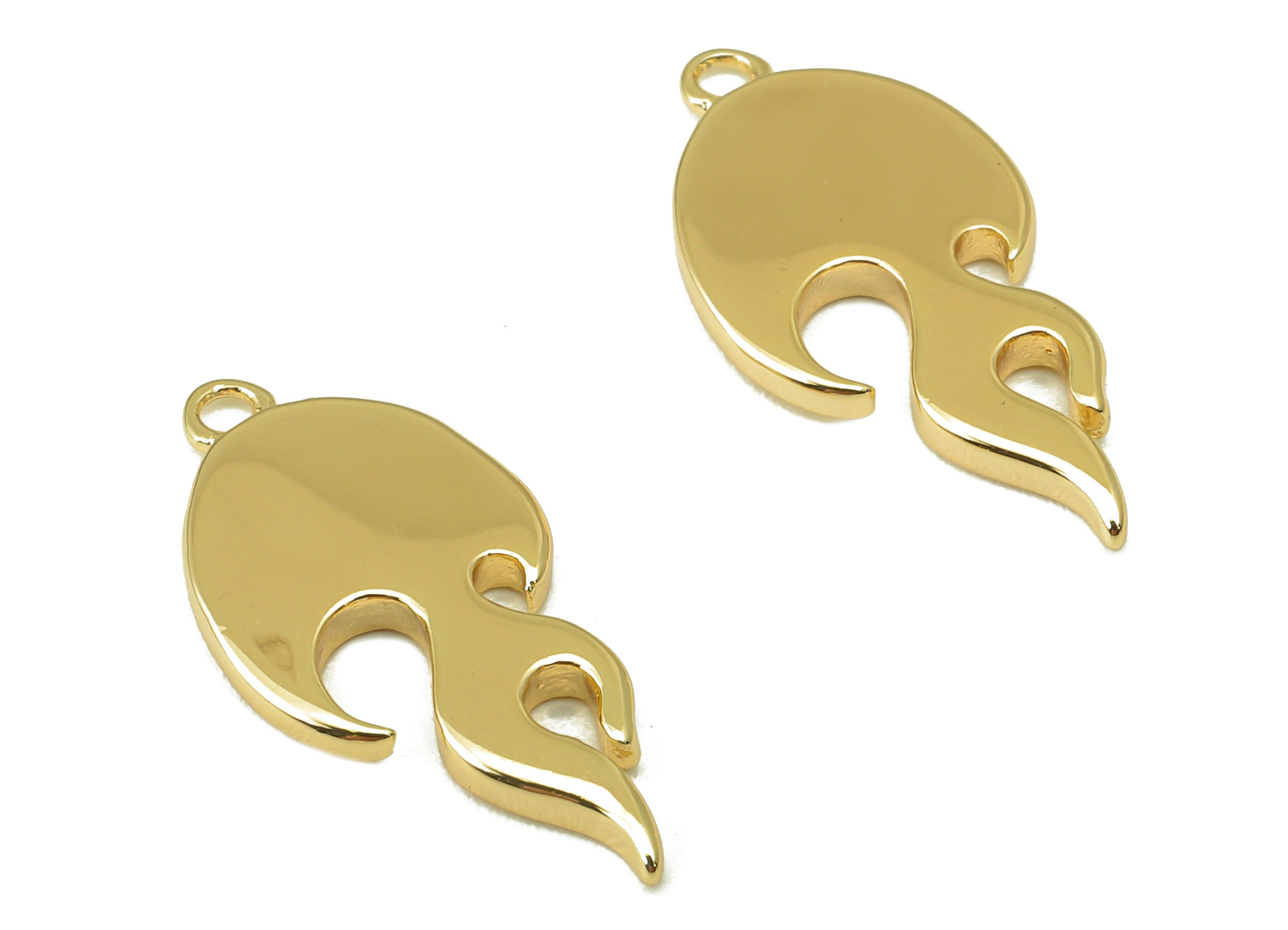 Brass Textured Flame pendant-Brass Textured Necklace-Burning Earring Pendant-DIY Jewelry Making Supplies-20.88x 9.96x 1.66mm-RGP6183 - DOMEDBAZAAR