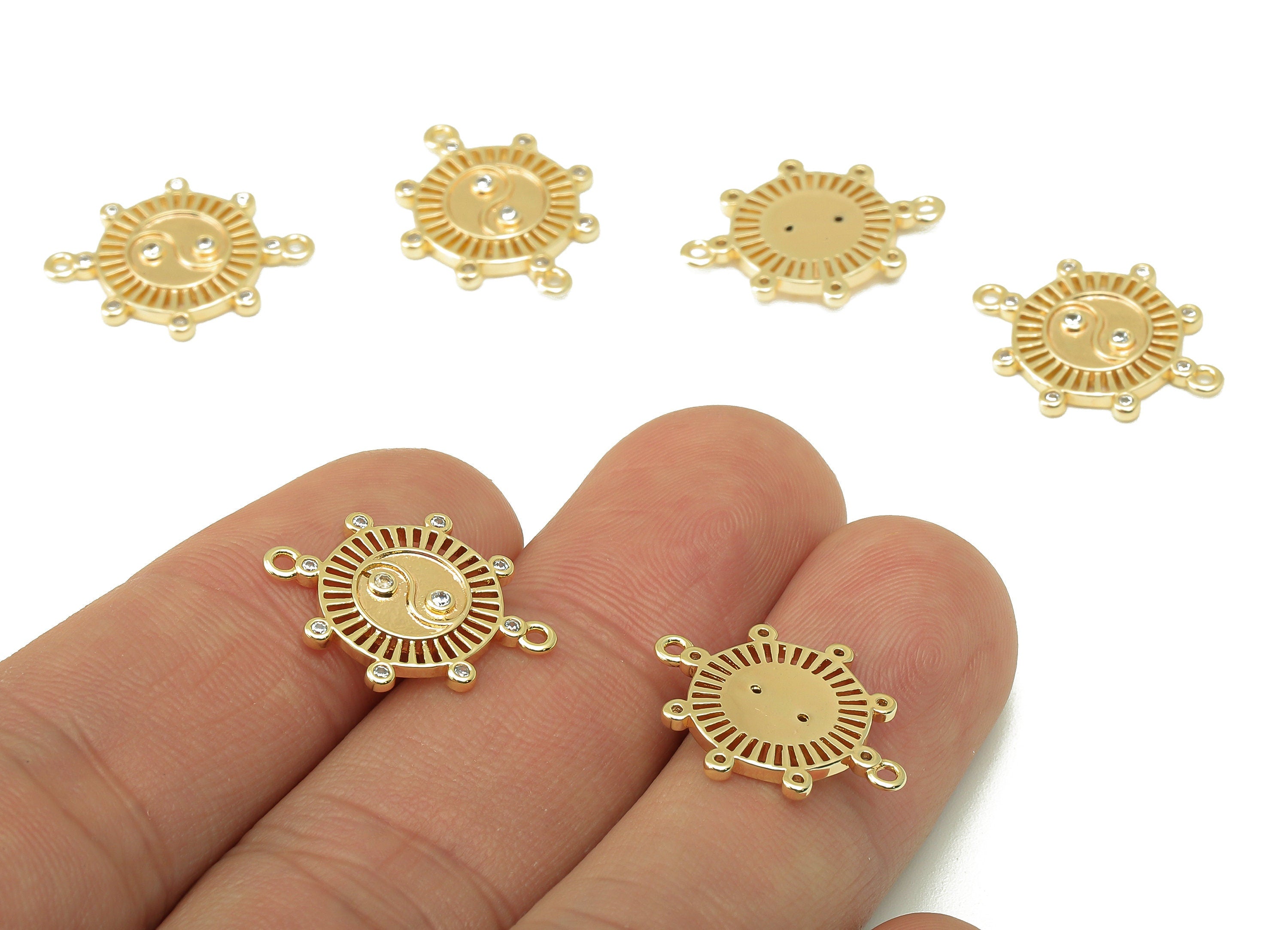 Brass Round Hollow Earring- Brass For Necklace -Zircon Earring -Octagon Earring Charm- Jewelry Making Supplies-19.43x 15.24x 2.01mm-RGP6189 - DOMEDBAZAAR