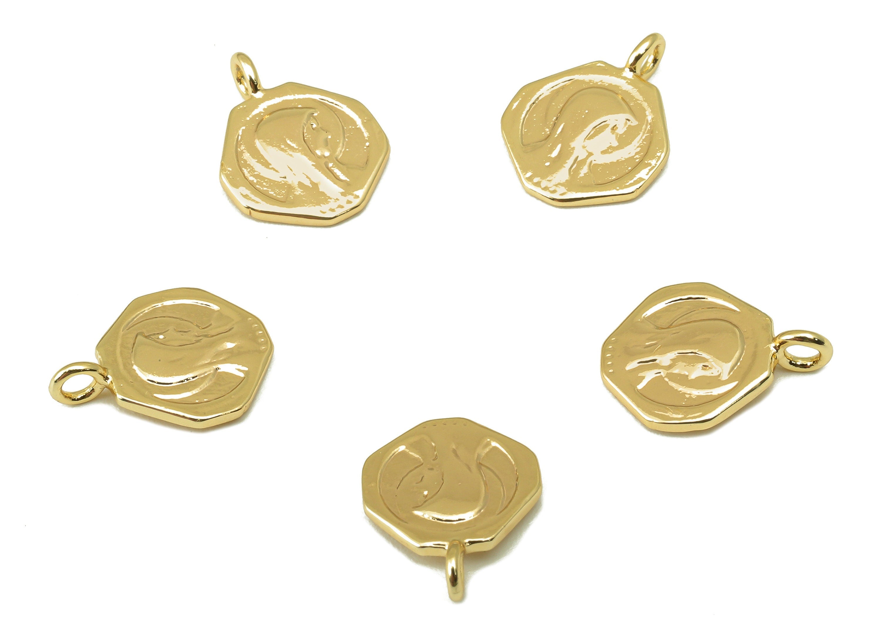 Brass Octagon Portrait pendant-Brass Octagon Necklace -Mini pendant  For Necklace -Jewelry Making Supplies-10.49x 10.91x 1.8mm-RGP6191 - DOMEDBAZAAR