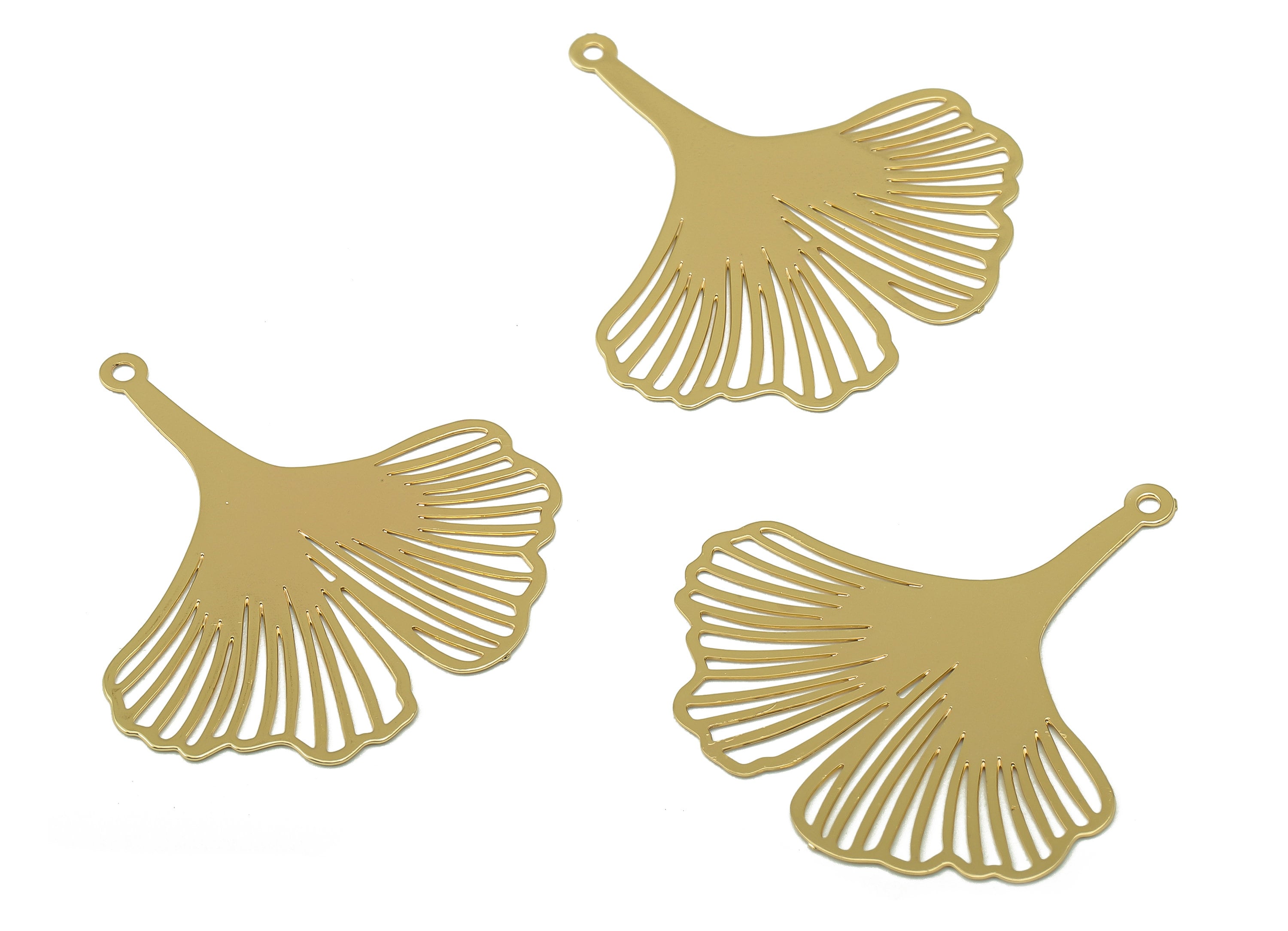 Brass Ginkgo Earrings- Brass Ginkgo Charm-Necklace Pendant-Ginkgo Necklace-Jewelry Supplies-32 x 30.18 x 0.33mm-RGP6200 - DOMEDBAZAAR
