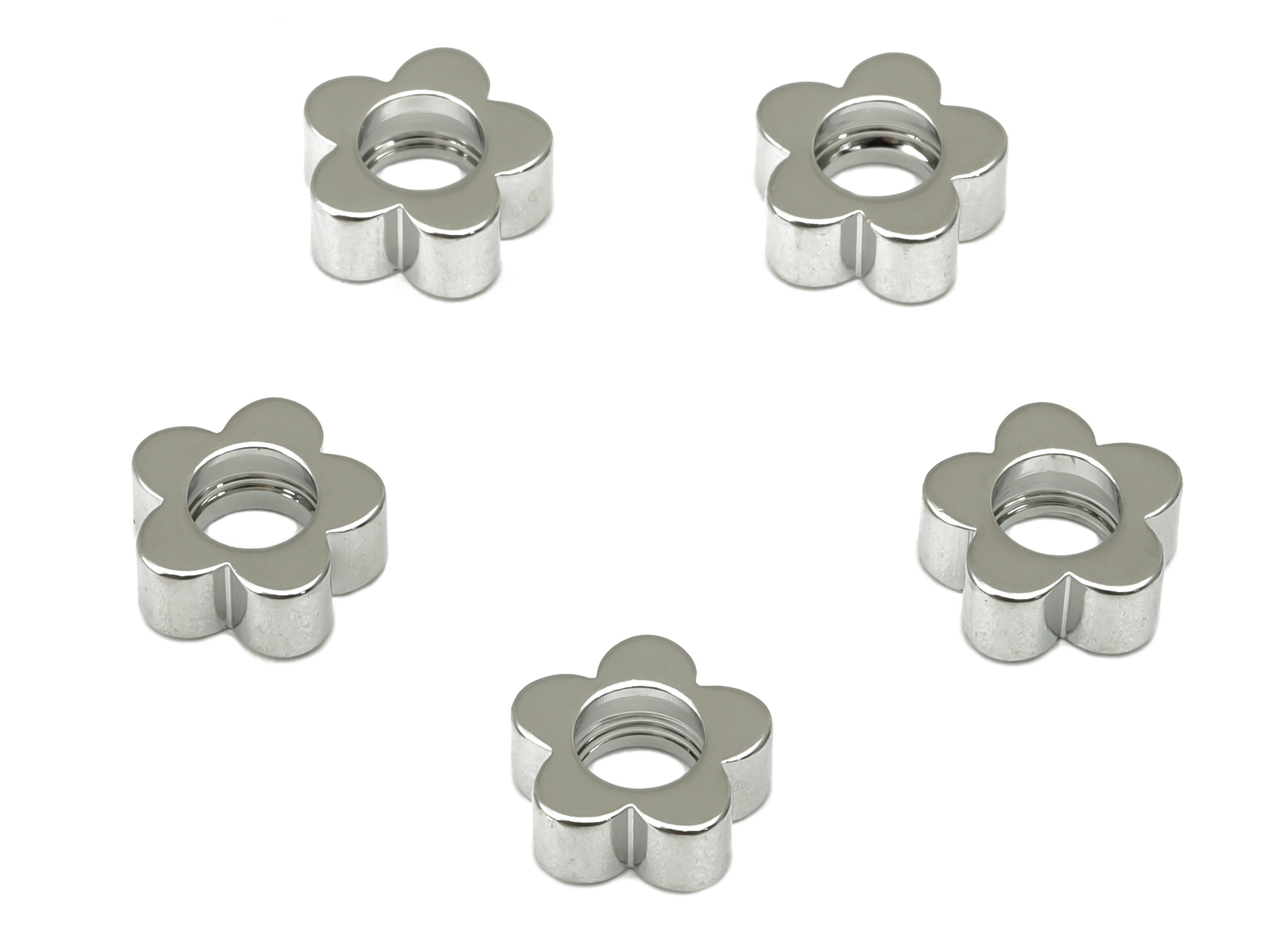 Brass Flower Spacers - Semi Flower Spacer Beads - 18K Real Gold White Plated - Flower Spacers - Jewelry Making Supplies -8x8x2.8mm- RGP3353S - DOMEDBAZAAR