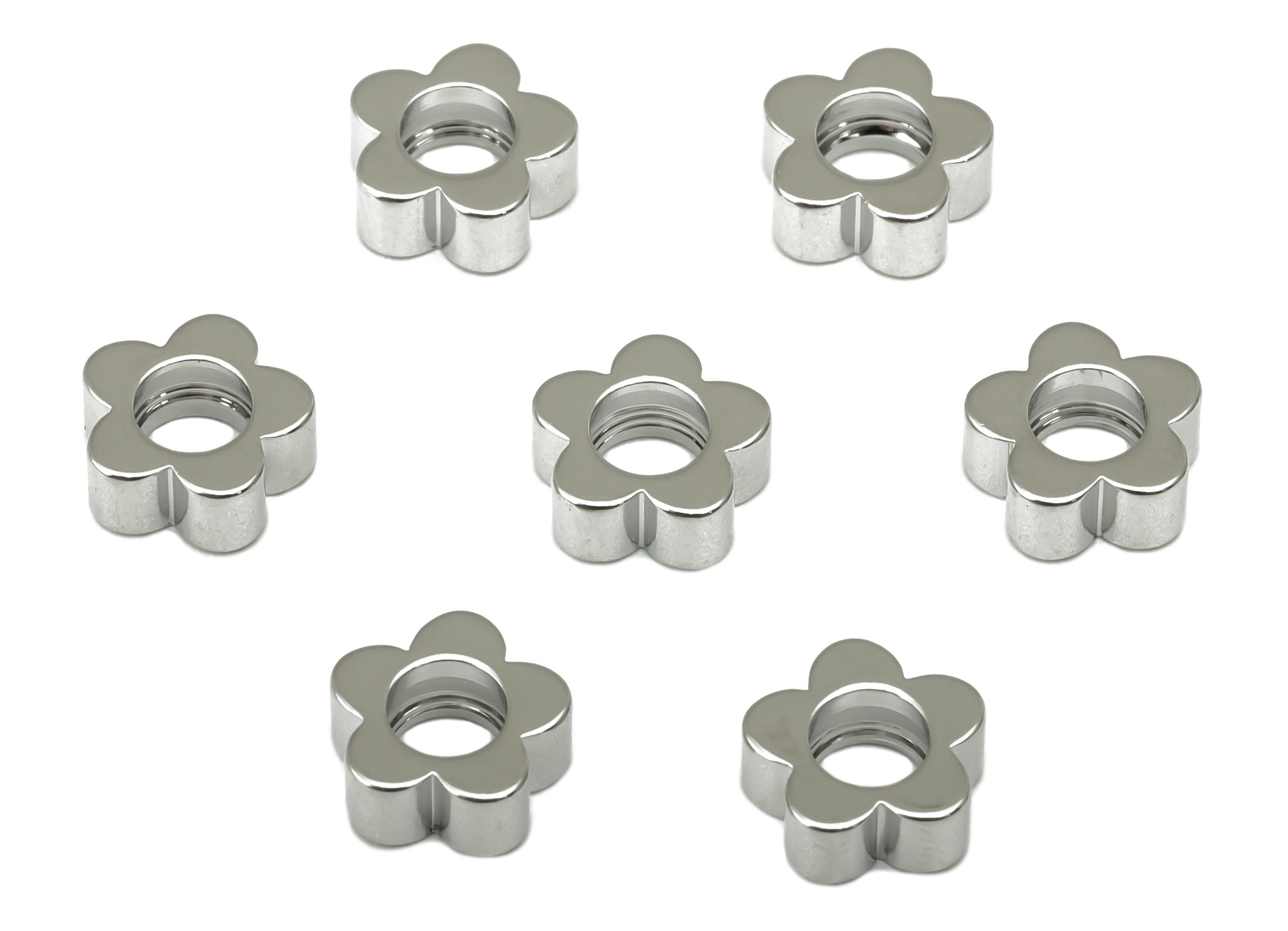Brass Flower Spacers - Semi Flower Spacer Beads - 18K Real Gold White Plated - Flower Spacers - Jewelry Making Supplies -8x8x2.8mm- RGP3353S - DOMEDBAZAAR