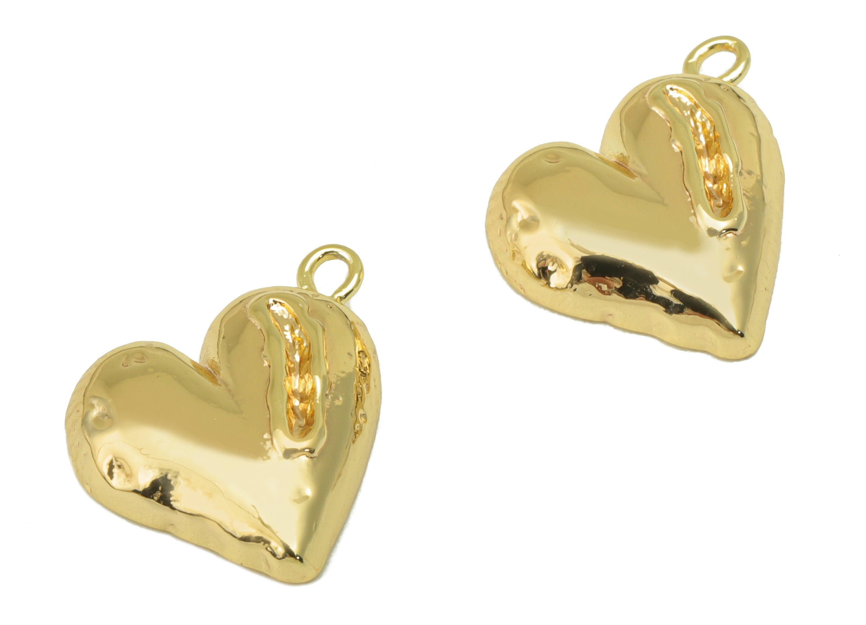 Brass Heart Earrings Charm - Broken Heart Pendant - for Necklace-Jewelry making-For Necklace - 18k Gold Plated - 15x11 x 1.95mm- RGP6228 - DOMEDBAZAAR