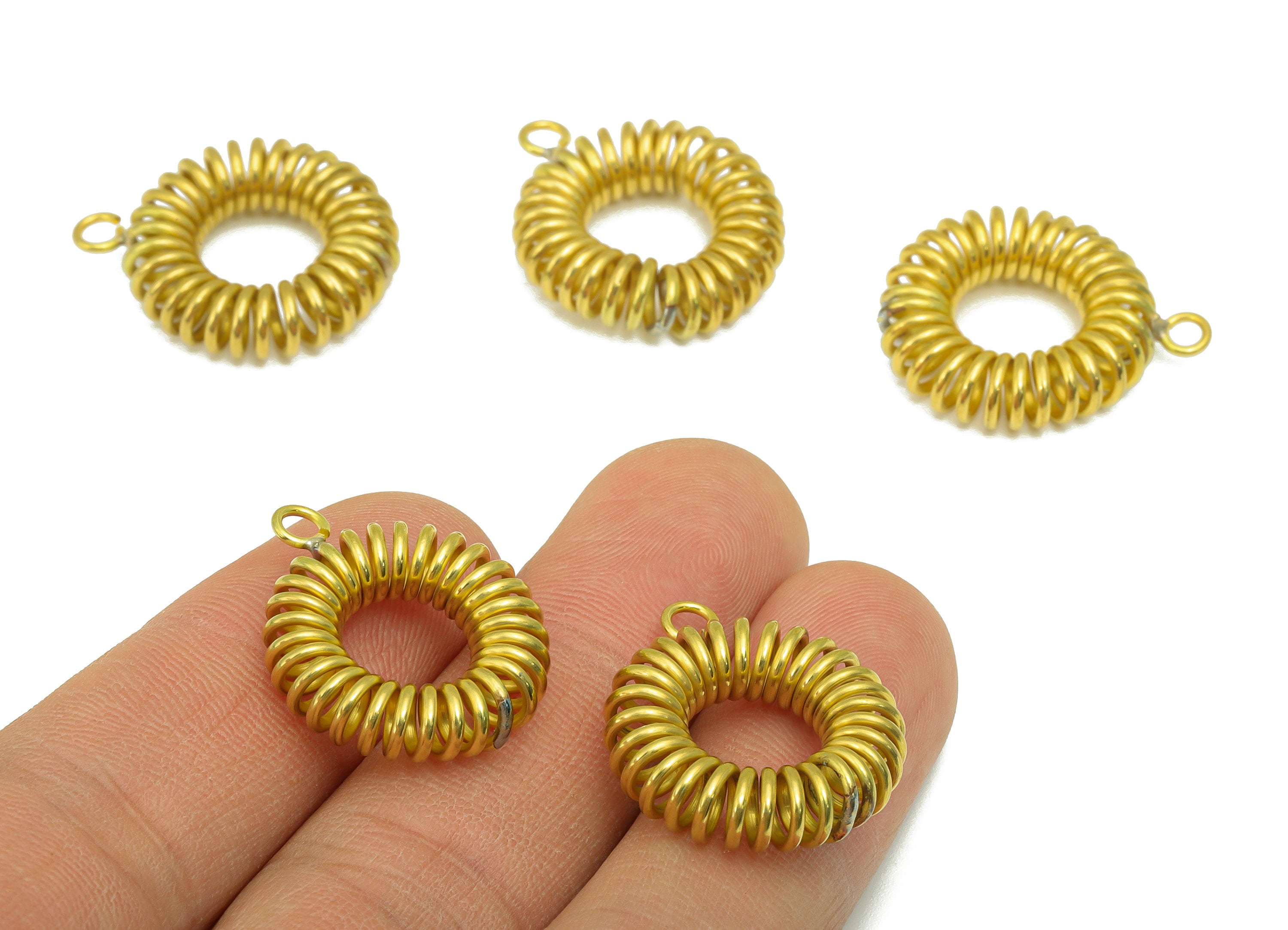 Brass Round Spring Charms - Raw Brass - -Earring Pendant- For Necklace-Jewelry Supplies - 25 x 20 x 5.79mm -PP-8481 - DOMEDBAZAAR
