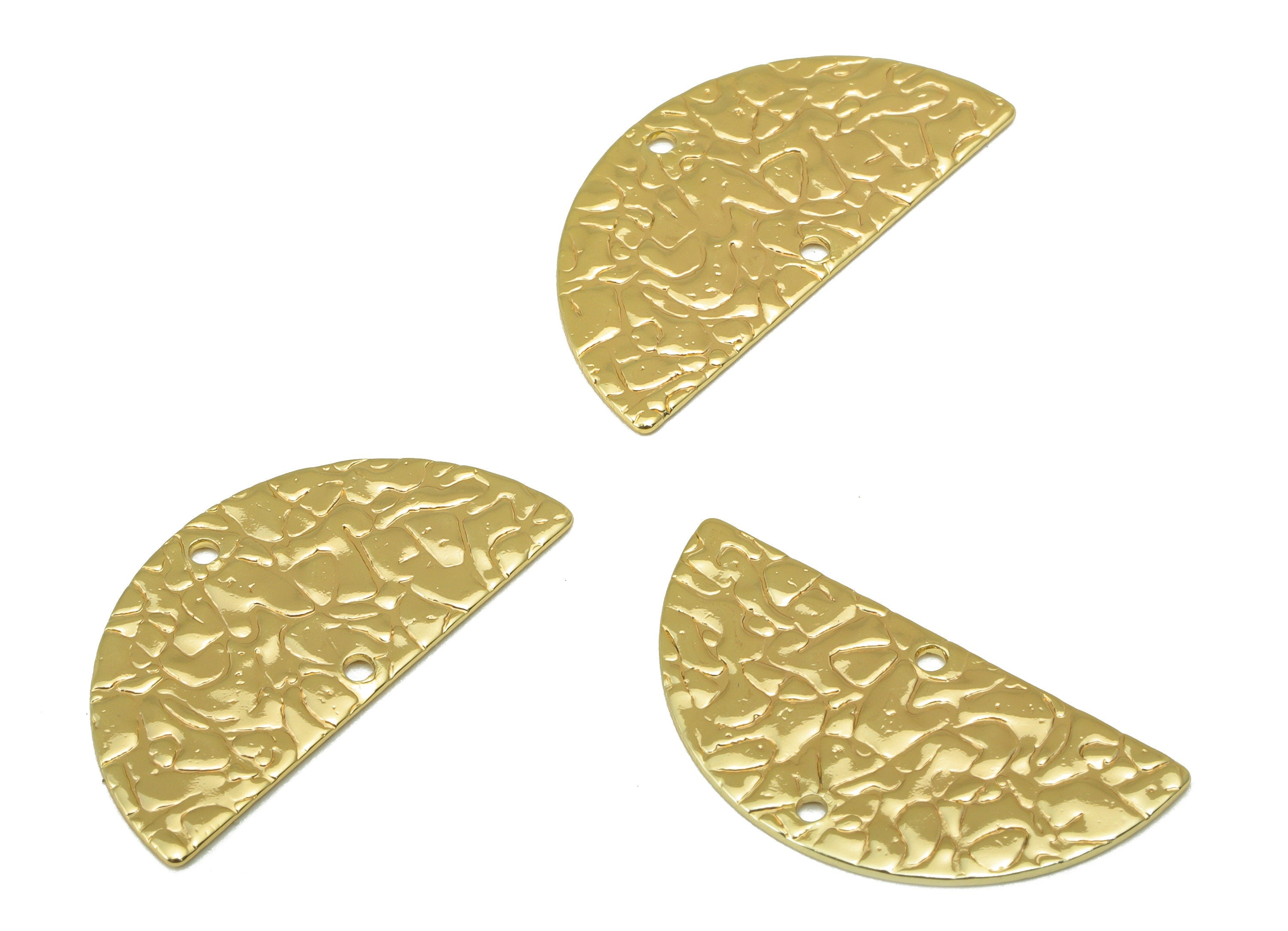 Brass Half Moon Connector - Brass Textured Connector- 18K Real Gold Plated Brass - Jewelry Making Accessoires - 25x 12.57x 0.77mm - RGP6258 - DOMEDBAZAAR
