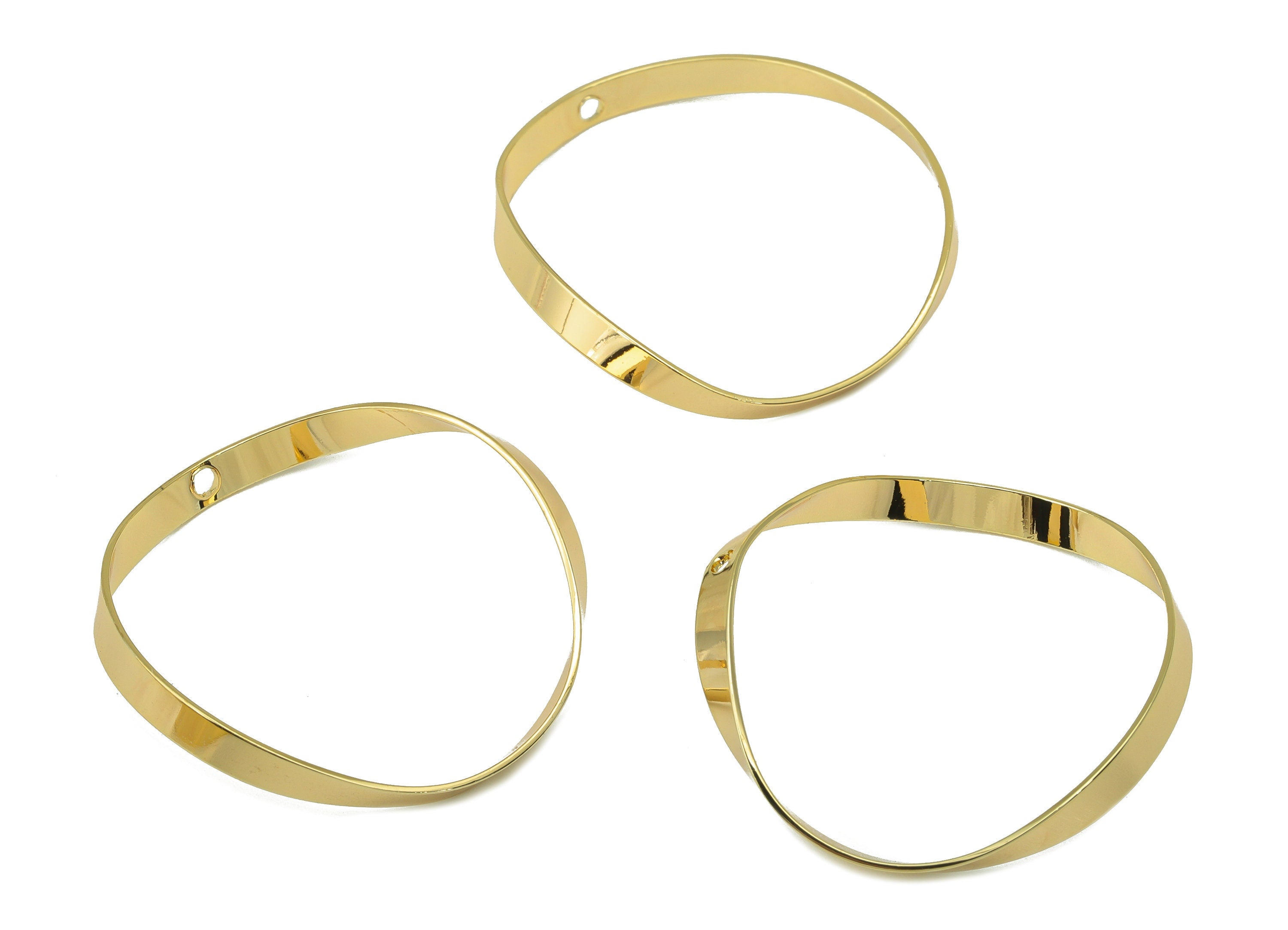 Brass Bent Hoop Charm - Brass Wavy Earring Charm - Bent Ring Earring Charm - Jewelry Making - 18K Real Gold Plated - 33x27.7x 1mm - RGP6336 - DOMEDBAZAAR