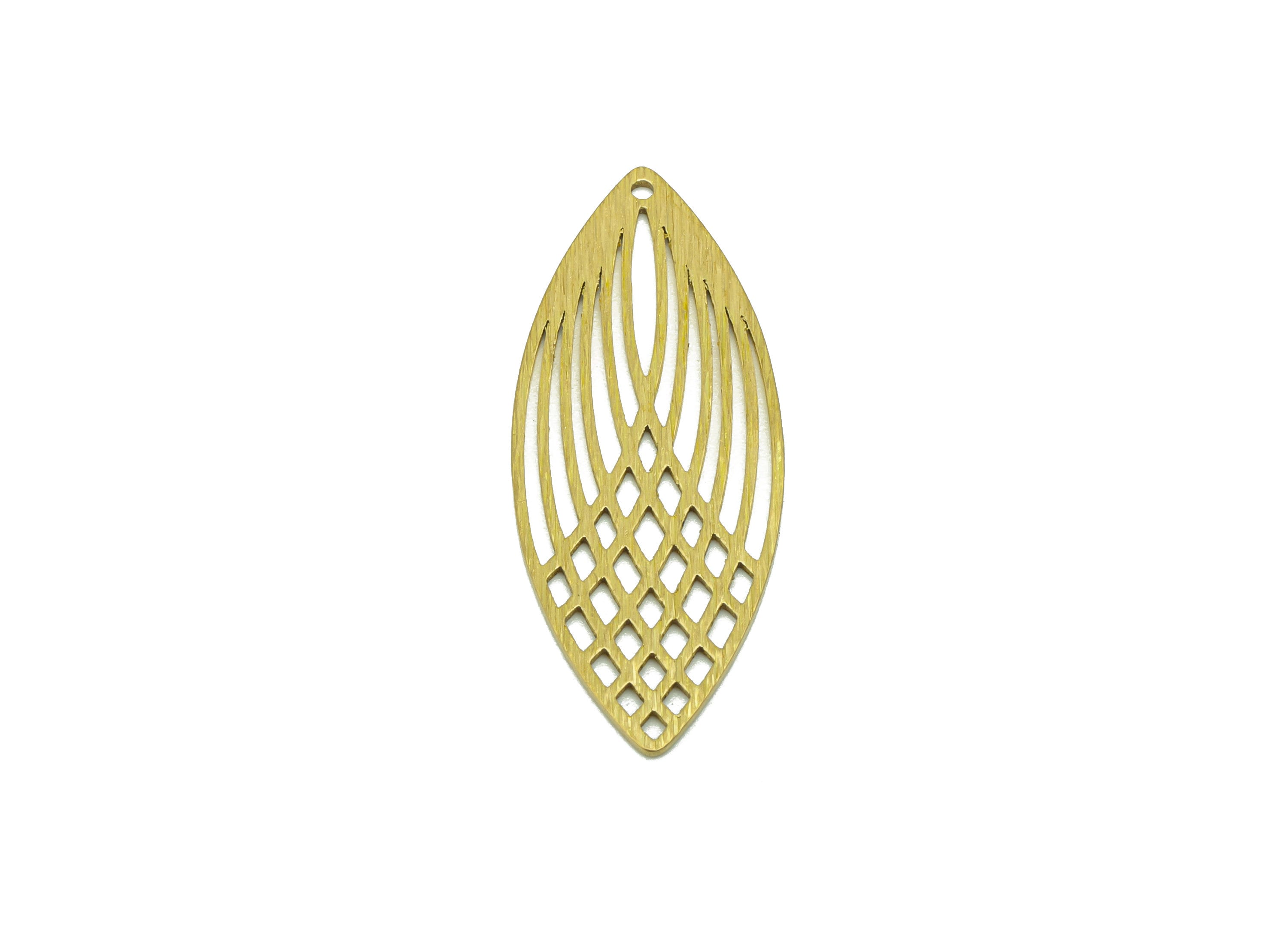 Brass Marquise  Charm - Raw Brass Textured Charm - Wing Pendant - Earring Charm -Jewelry Supplies -39 x 15 x0.78mm -PP8395 - DOMEDBAZAAR