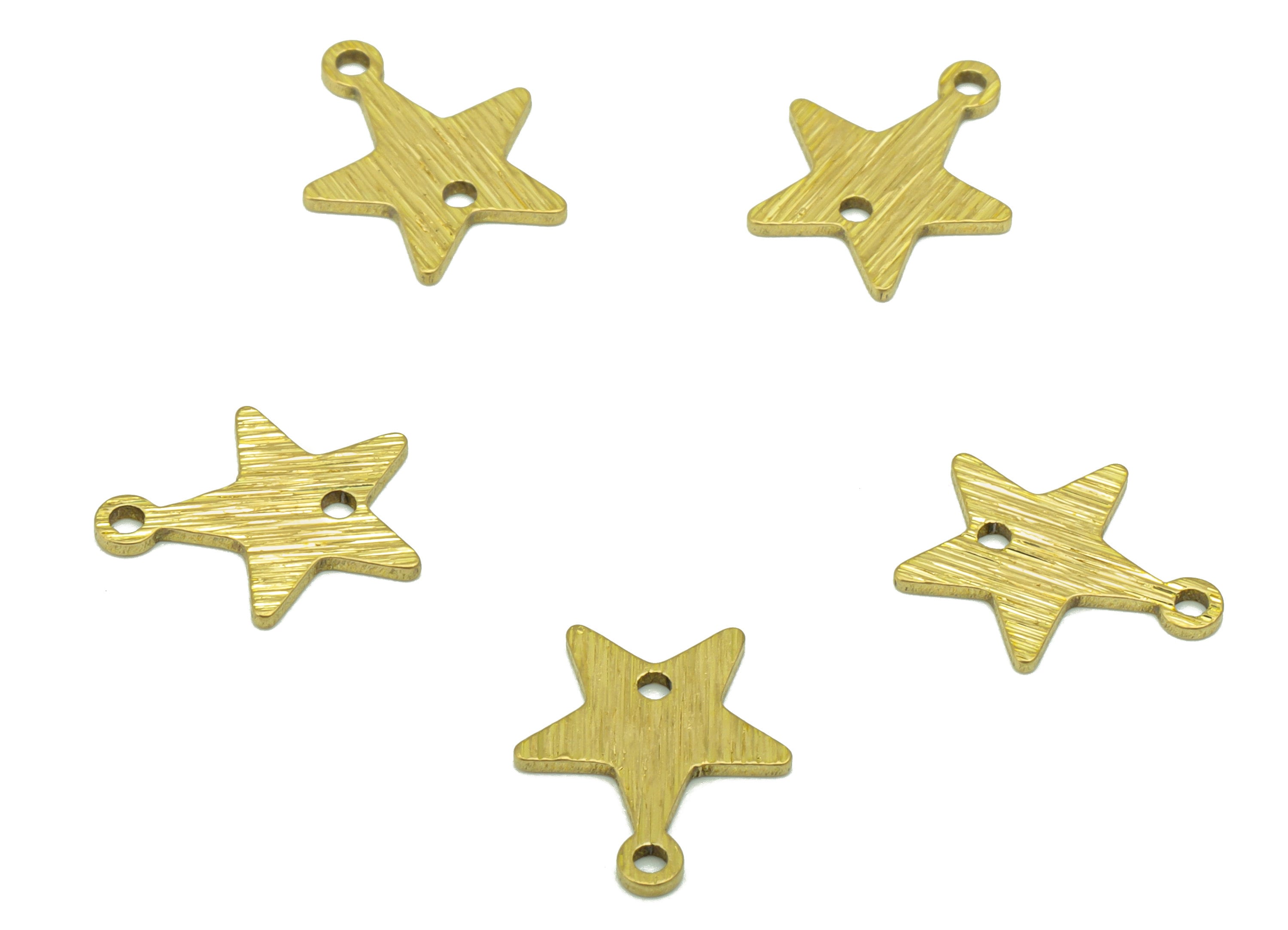Brass Star Connector - Raw Brass Textured Charm - Earring Connector - Earring Charm - Jewellery Supplies - 11 x 9x0.77mm - PP8396 - DOMEDBAZAAR