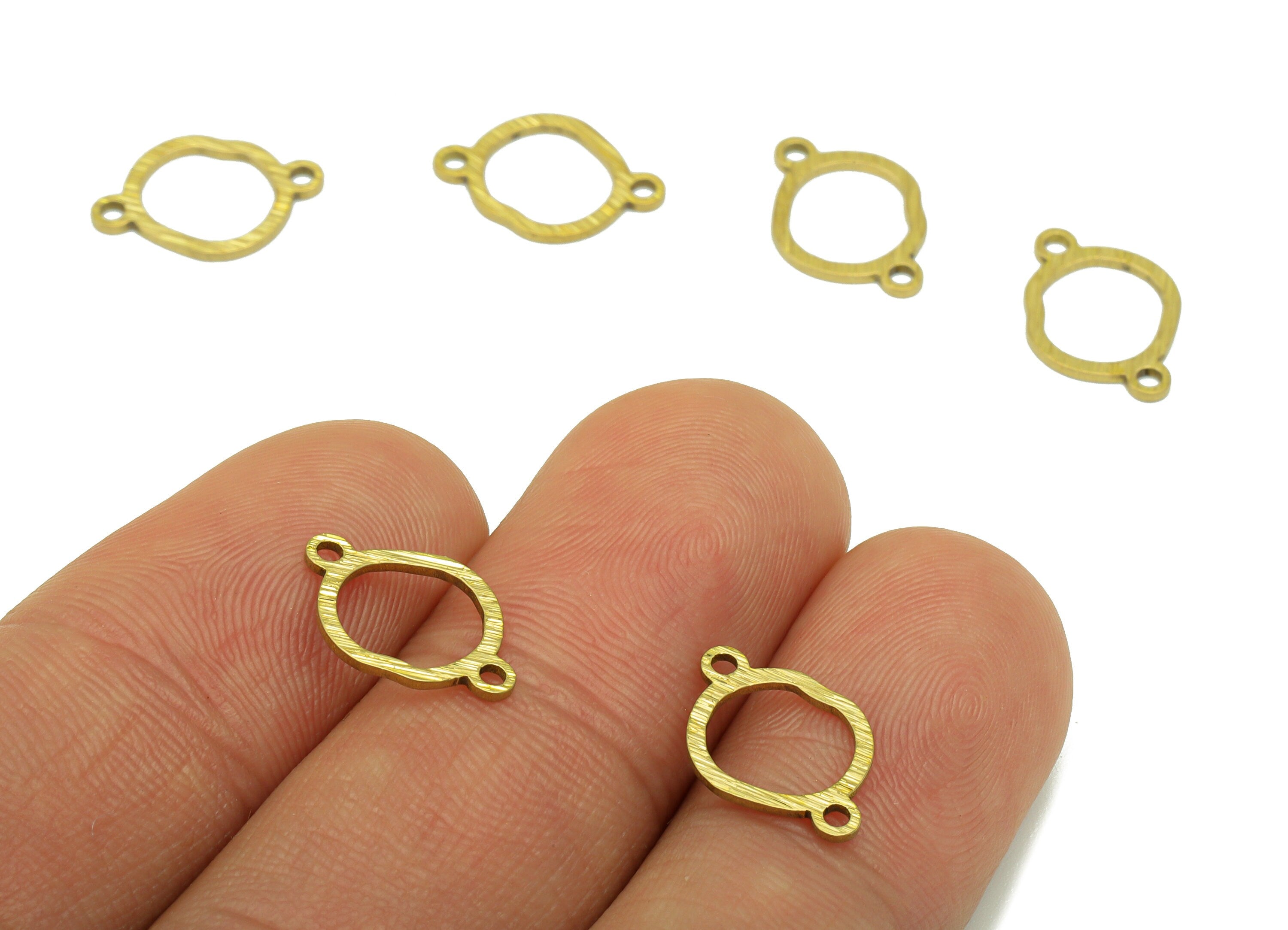 Brass Round  Earring Connector - Raw Brass Textured  Charm -Bent Round Bracelet Connector - Jewellery Supplies -13 x10x0.75mm- PP8398 - DOMEDBAZAAR