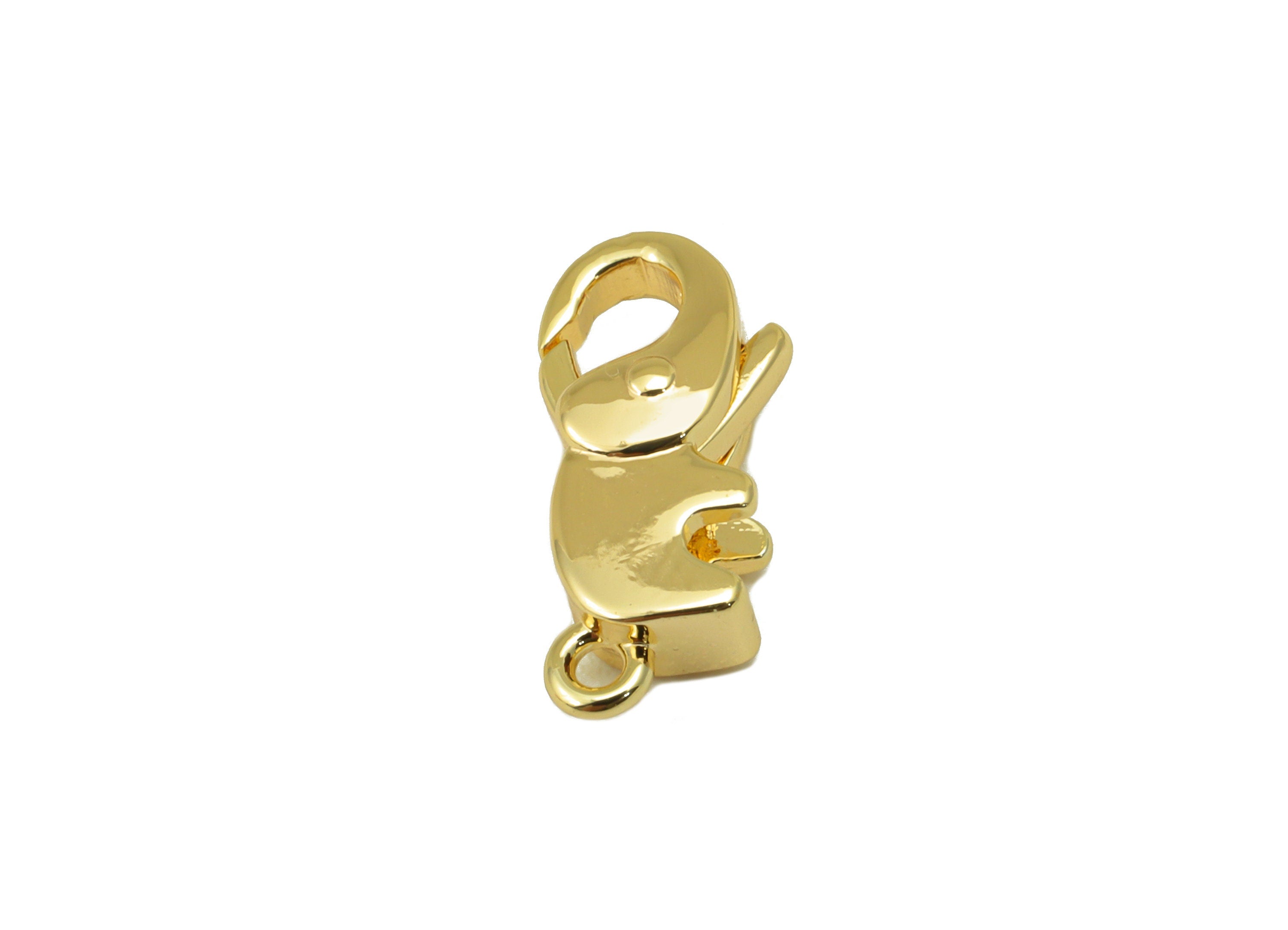Brass Lobster Clasp - Brass Elephant Clasp -Gold Mini Animal Clasp - For Necklace - For Bracelet- 18K Real Gold Plated - 14.5x7x3mm- RGP6354 - DOMEDBAZAAR