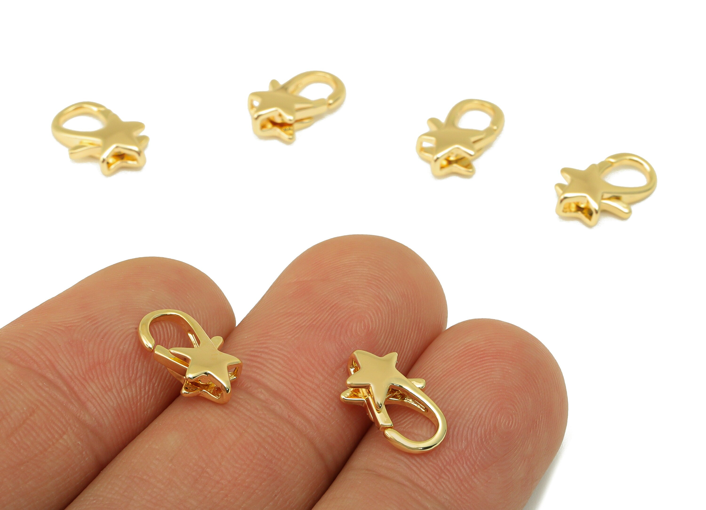 Brass Lobster Clasp - Brass Star Clasp -Gold Mini Star Clasp - For Necklace - For Bracelet- 18K Real Gold Plated - 12x 7.59x 3.59mm- RGP6355 - DOMEDBAZAAR