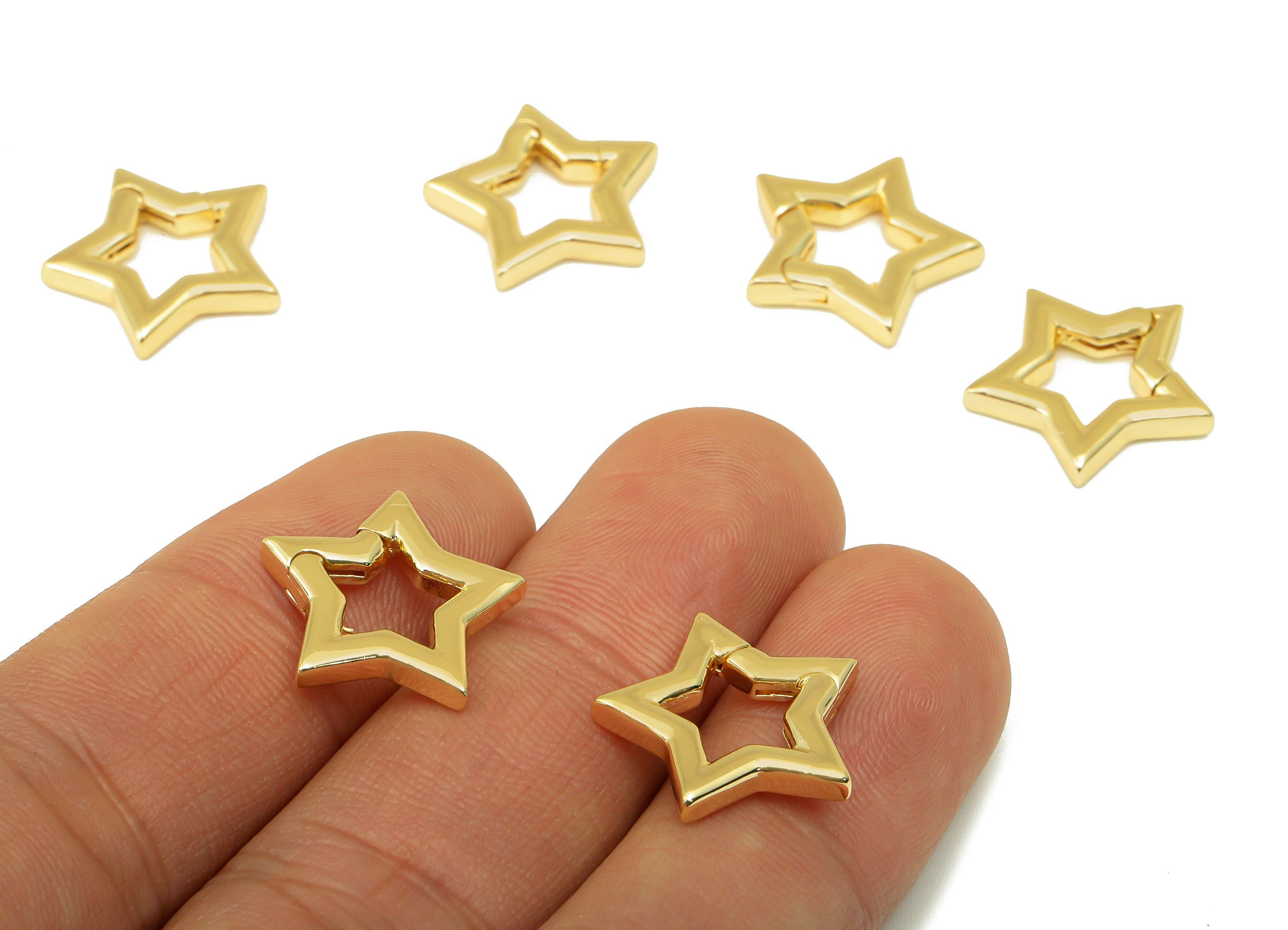 Brass Star Lobster Claw - Brass Non Trigger Clasps - Brass Star Clasp - For Necklace - 18K Real Gold Plated - 16.04x 16.36x 2.58mm - RGP6358 - DOMEDBAZAAR