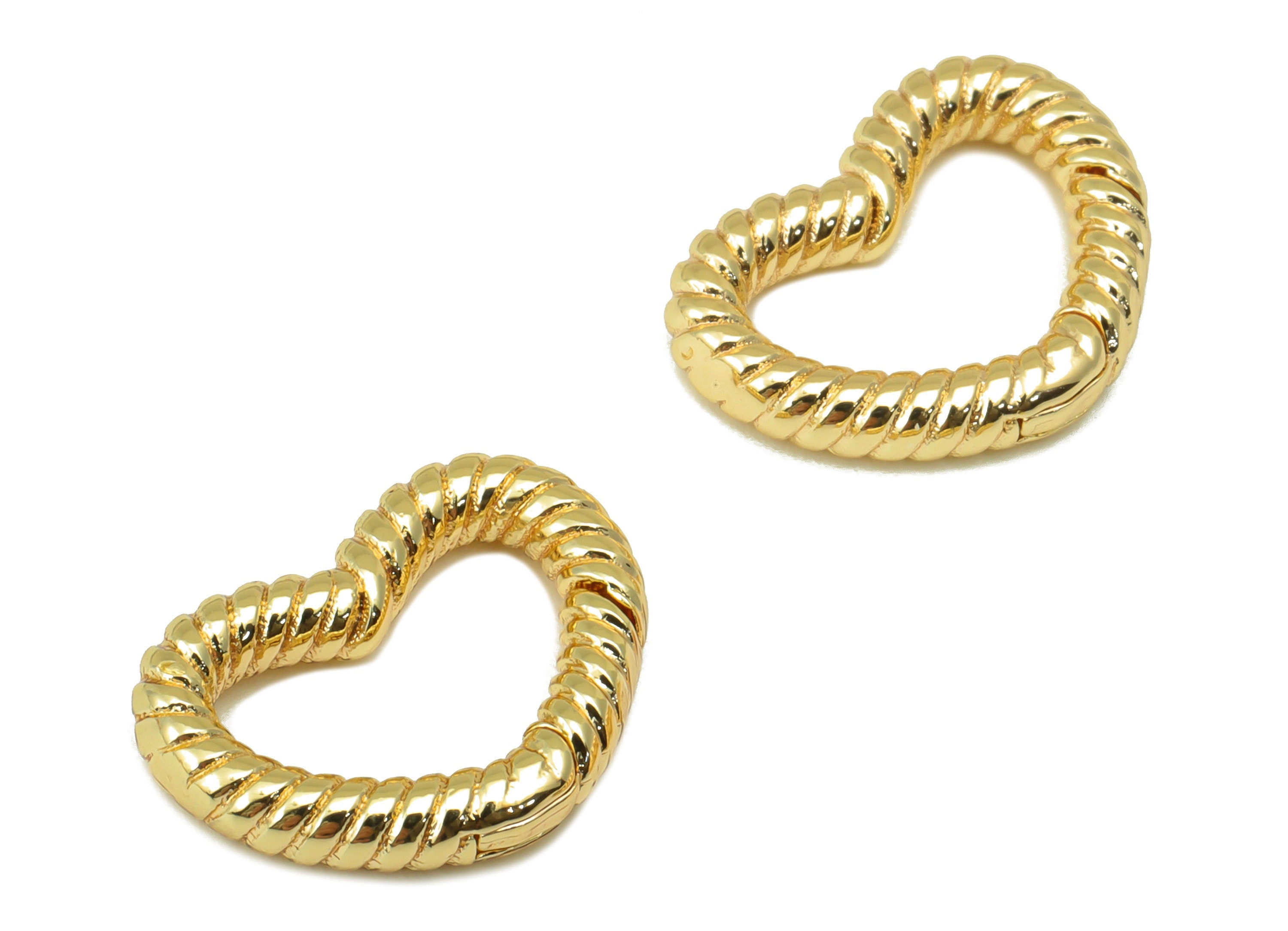 Brass Heart Clasp - Brass Twisted Chain Clasp - Heart Clasp - Jewelry Supplies - 18K Real Gold Plated - 17.23x 12.77x 3.01mm - RGP6376 - DOMEDBAZAAR