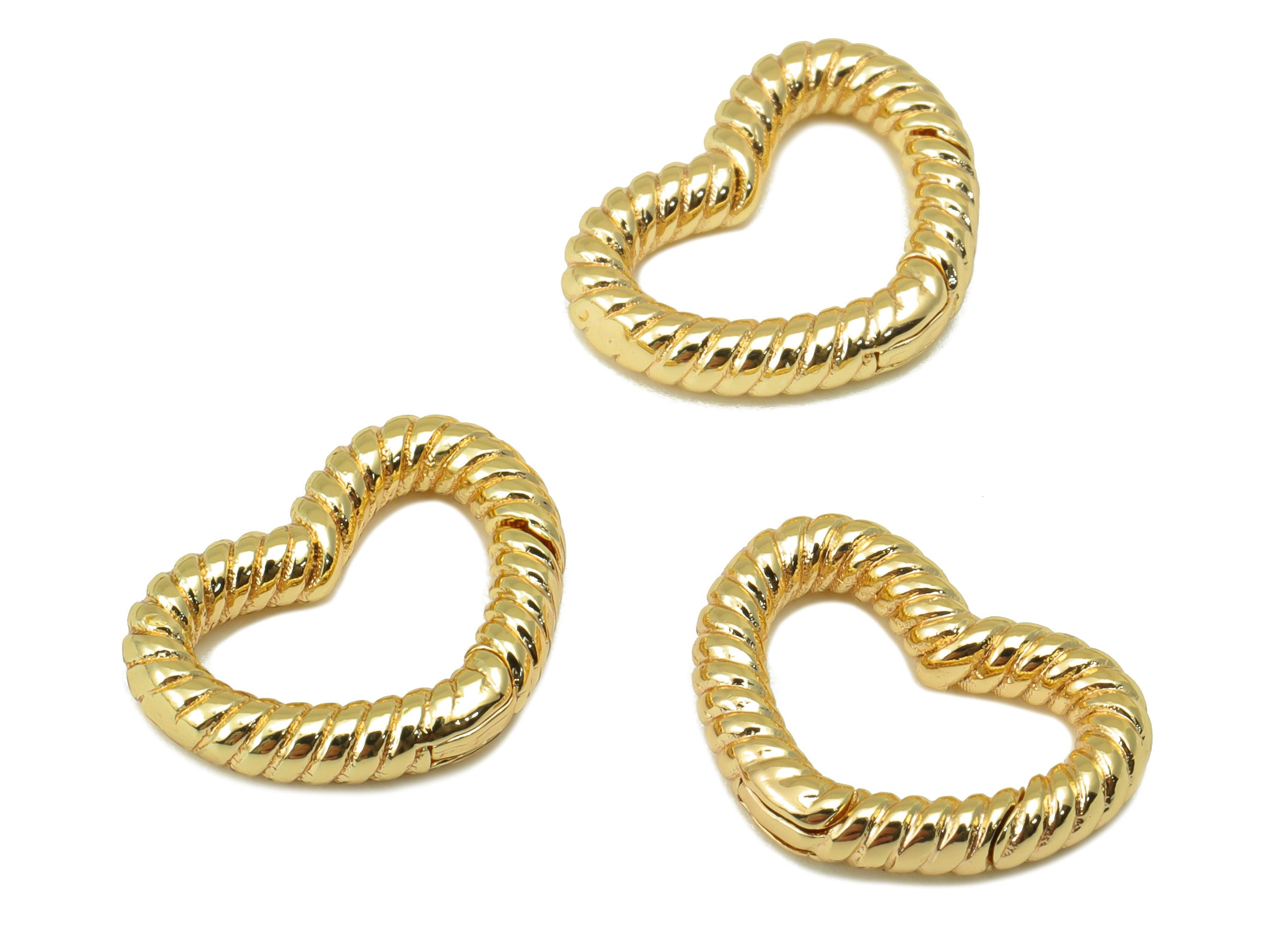 Brass Heart Clasp - Brass Twisted Chain Clasp - Heart Clasp - Jewelry Supplies - 18K Real Gold Plated - 17.23x 12.77x 3.01mm - RGP6376 - DOMEDBAZAAR