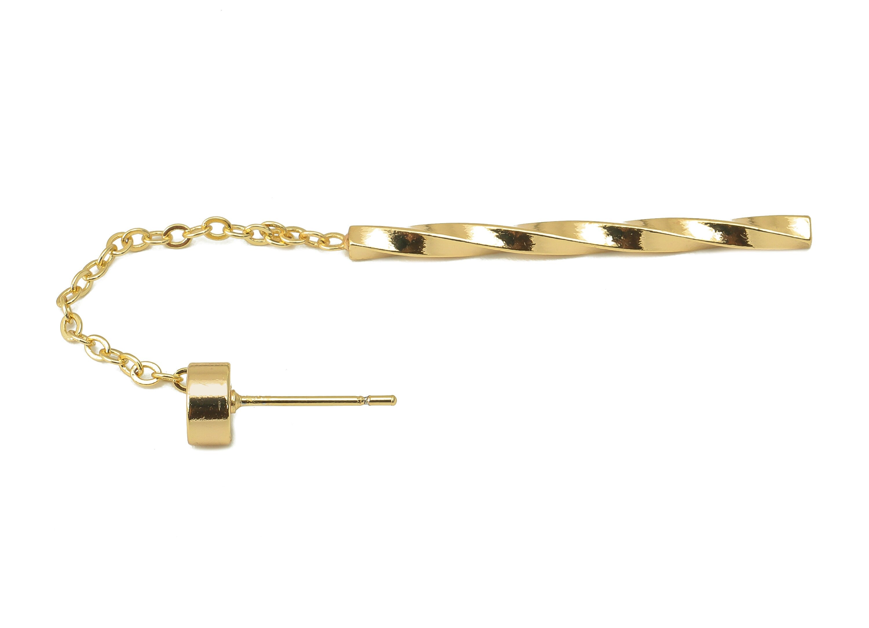 Brass Stick Stud Earring - Brass Hanging Stick Earring Post - Brass spiral Stick Post - 18K Real Gold Plating - 83.85x 2.25x2.25mm - RGP5971 - DOMEDBAZAAR