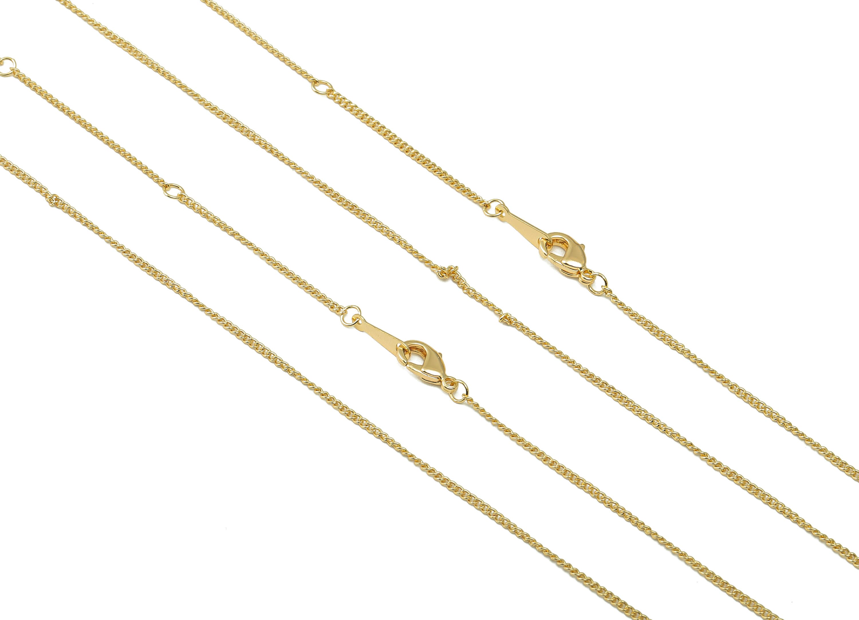 50cm Finished Chain - Mini Curb Chain -  Brass Curb Chain -For Necklace - 18K Real Gold Plating - 9.7 x 5.72 x 2.38mm-RGP6178 - DOMEDBAZAAR