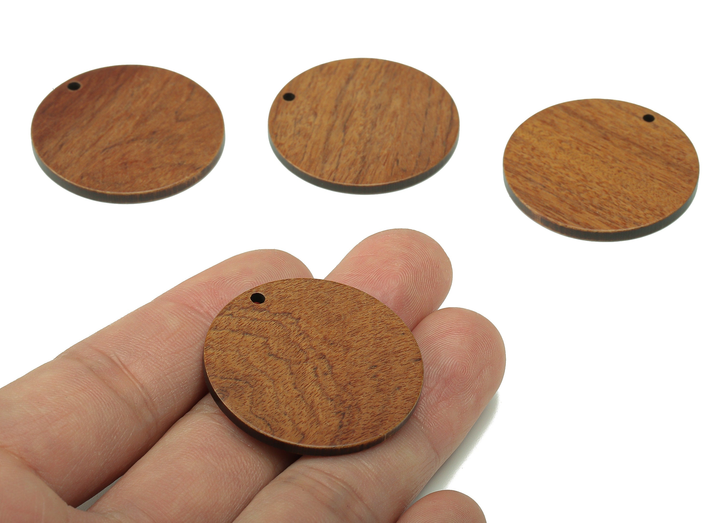 Natural Wooden Round Earring Charms - Circle Pendant - Walnut Wood Earring Charms - DIY Jewelry Making Supplies - 34.5x 34.5x 2.4mm - BB1308 - DOMEDBAZAAR