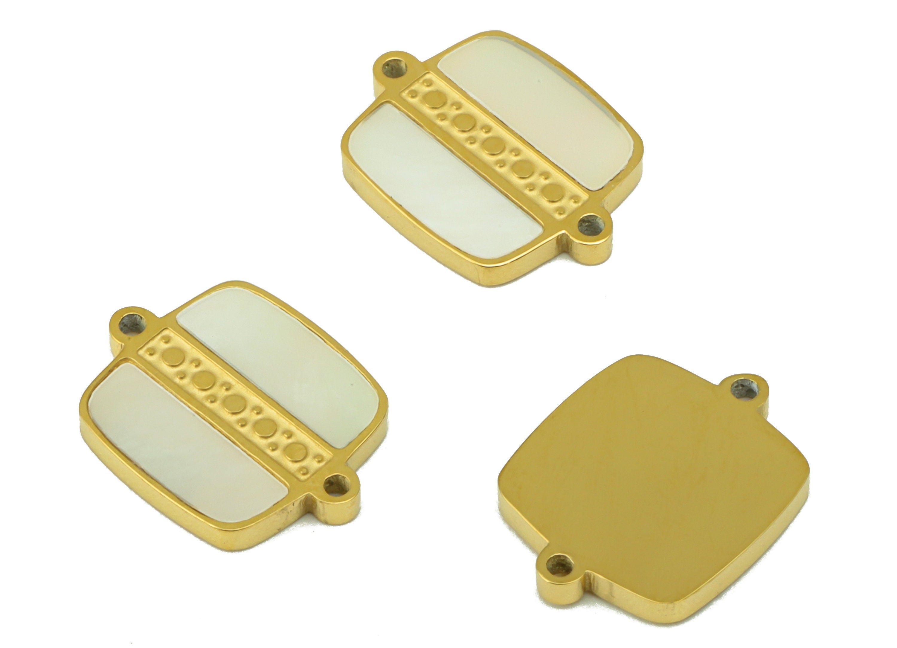 Stainless Steel shell - Oval Square Connector - Shell Bracelet Connector - For Necklace - 18K Real Gold Plated - 13 x 9.72 x 1.4mm- RGP6427 - DOMEDBAZAAR