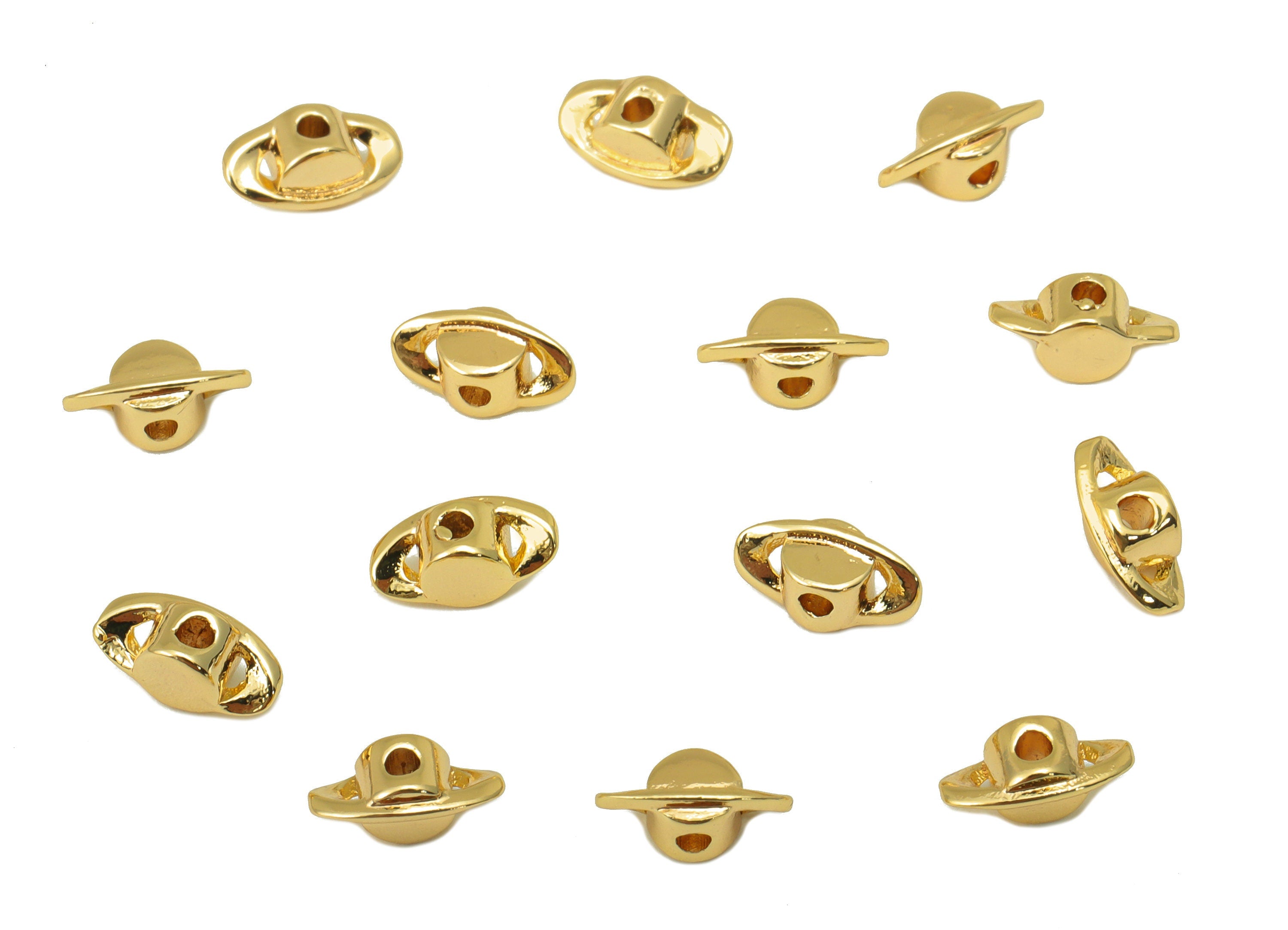 Brass Earth Spacer Bead - Brass Mini Earth Charms - Gold Earth Pendant - for Necklace - 18K Real Gold Plated - 8.09x 4mm x 3.23mm- RGP6433 - DOMEDBAZAAR