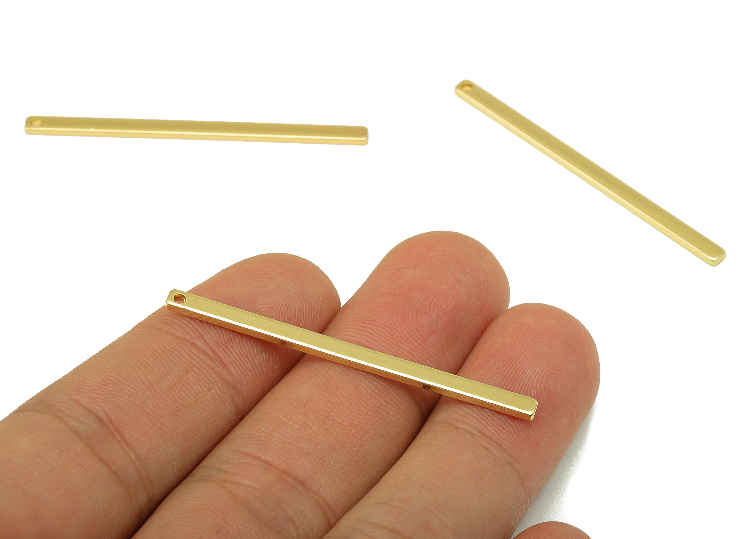 Brass Strip Charm - Gold Long Bar Earring Charm - Brass Strip Earring Charm -Earring Findings - 18k Real Gold Plated - 47x2.68x1mm- RGP6436 - DOMEDBAZAAR