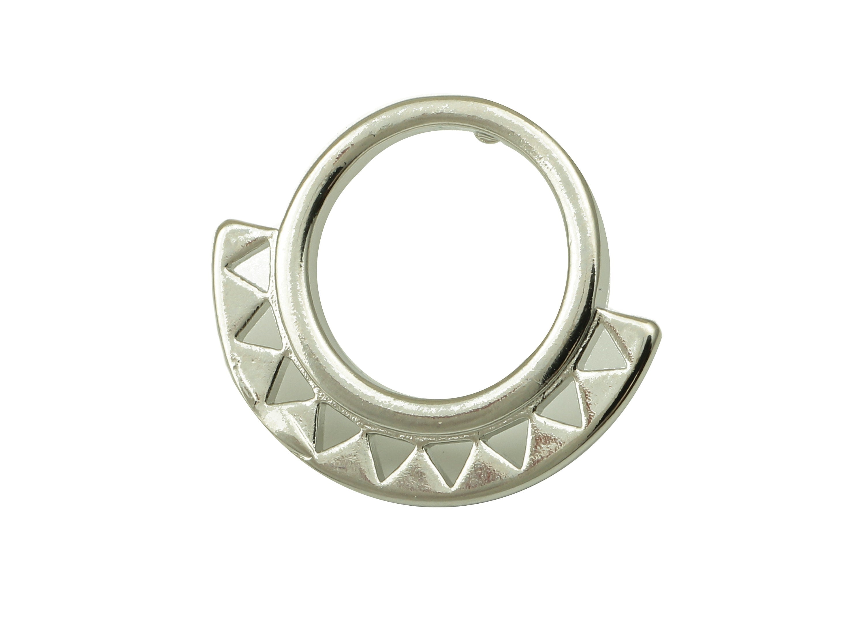 Silver Round Stud Earring - Semicircle Earring Post - Arch Bridge Hollow Triangle Post - 18K Real White Gold Plating - 21x 18x 2mm- RGP5911S - DOMEDBAZAAR