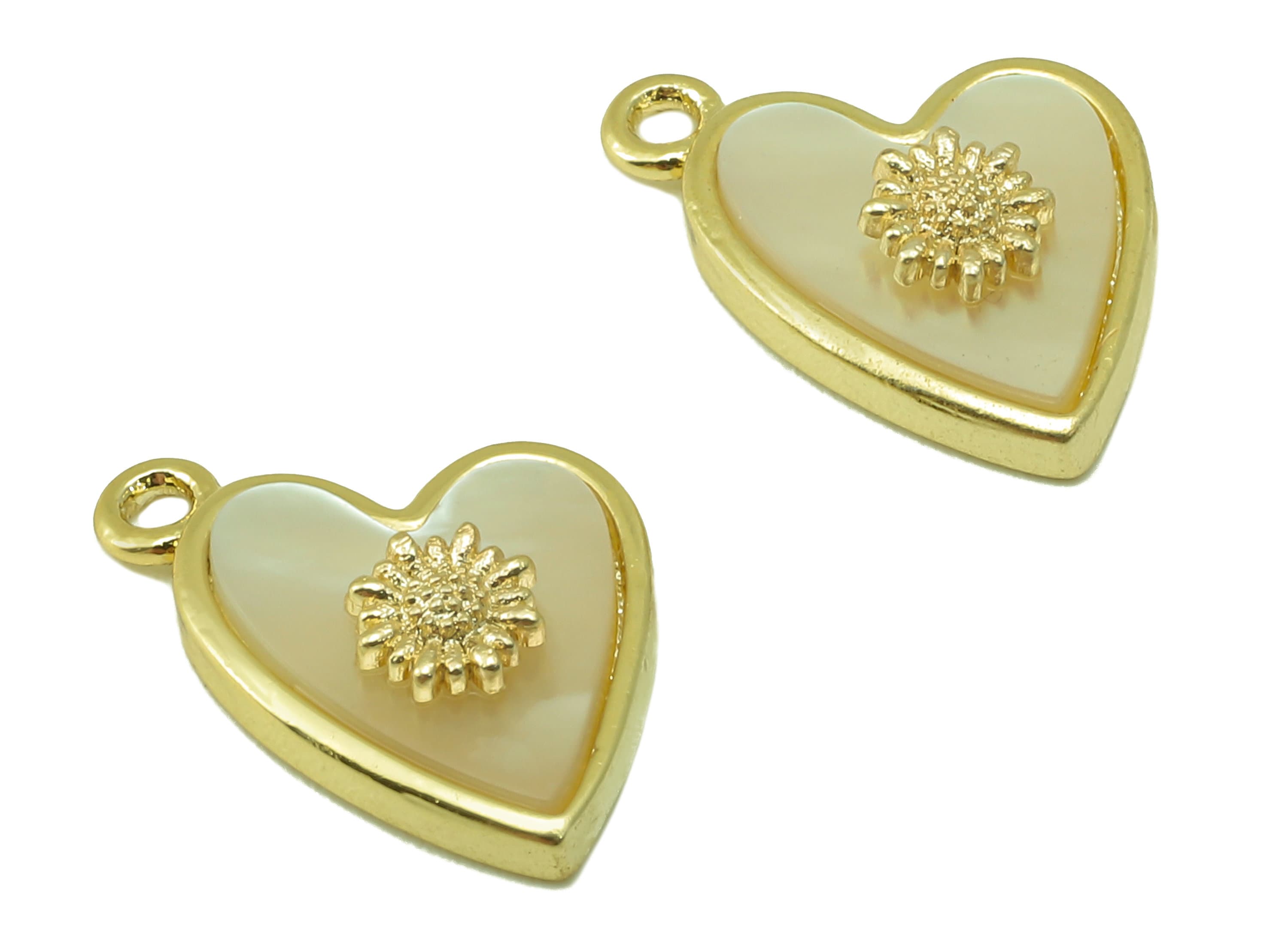 Brass Heart Earring Charms - Raw Brass Heart Shell Flower Pendant - For Necklace - DIY Jewelry Making Supplies - 13.93x9.34x3.05mm - PP8568 - DOMEDBAZAAR
