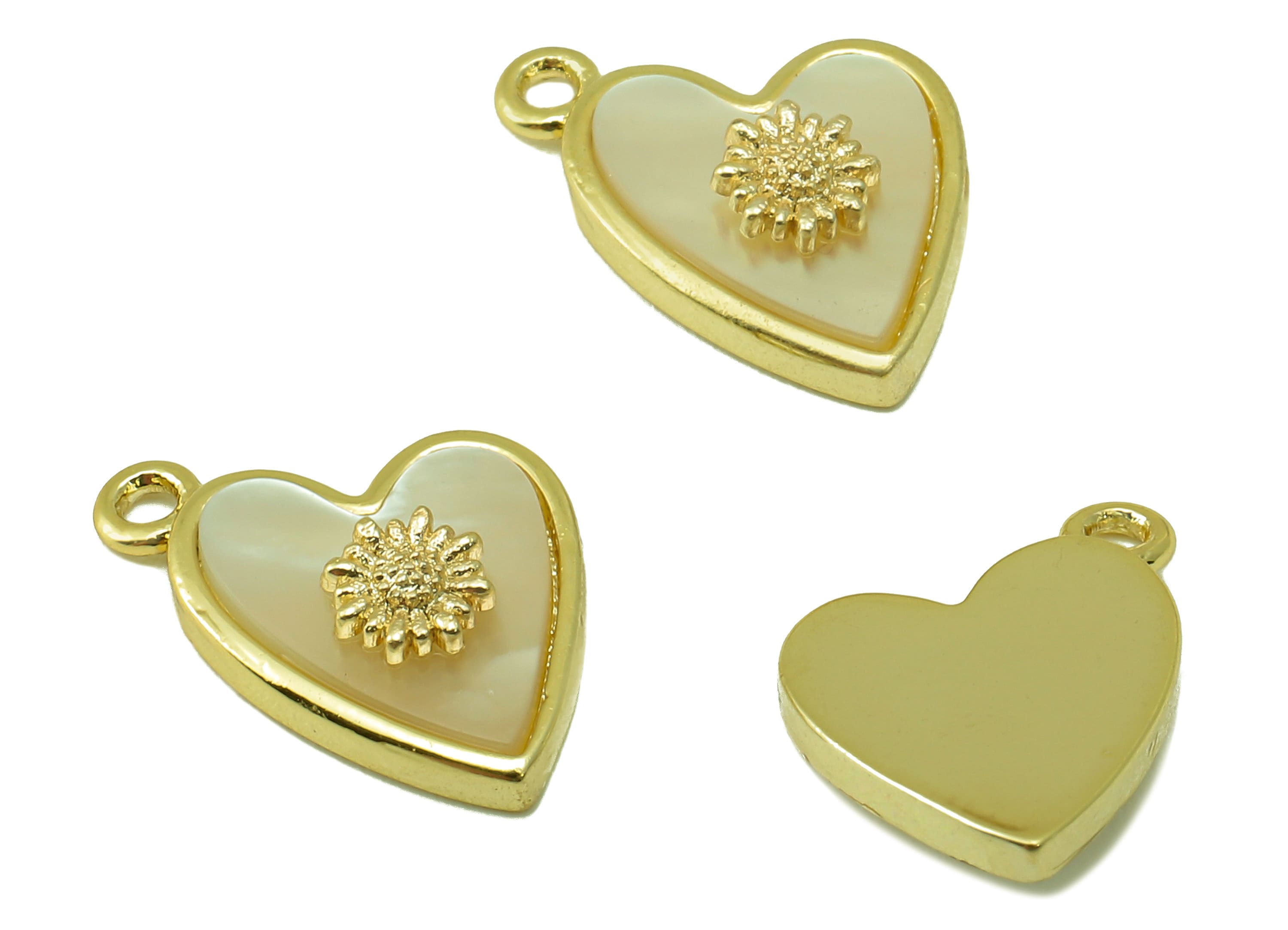 Brass Heart Earring Charms - Raw Brass Heart Shell Flower Pendant - For Necklace - DIY Jewelry Making Supplies - 13.93x9.34x3.05mm - PP8568 - DOMEDBAZAAR
