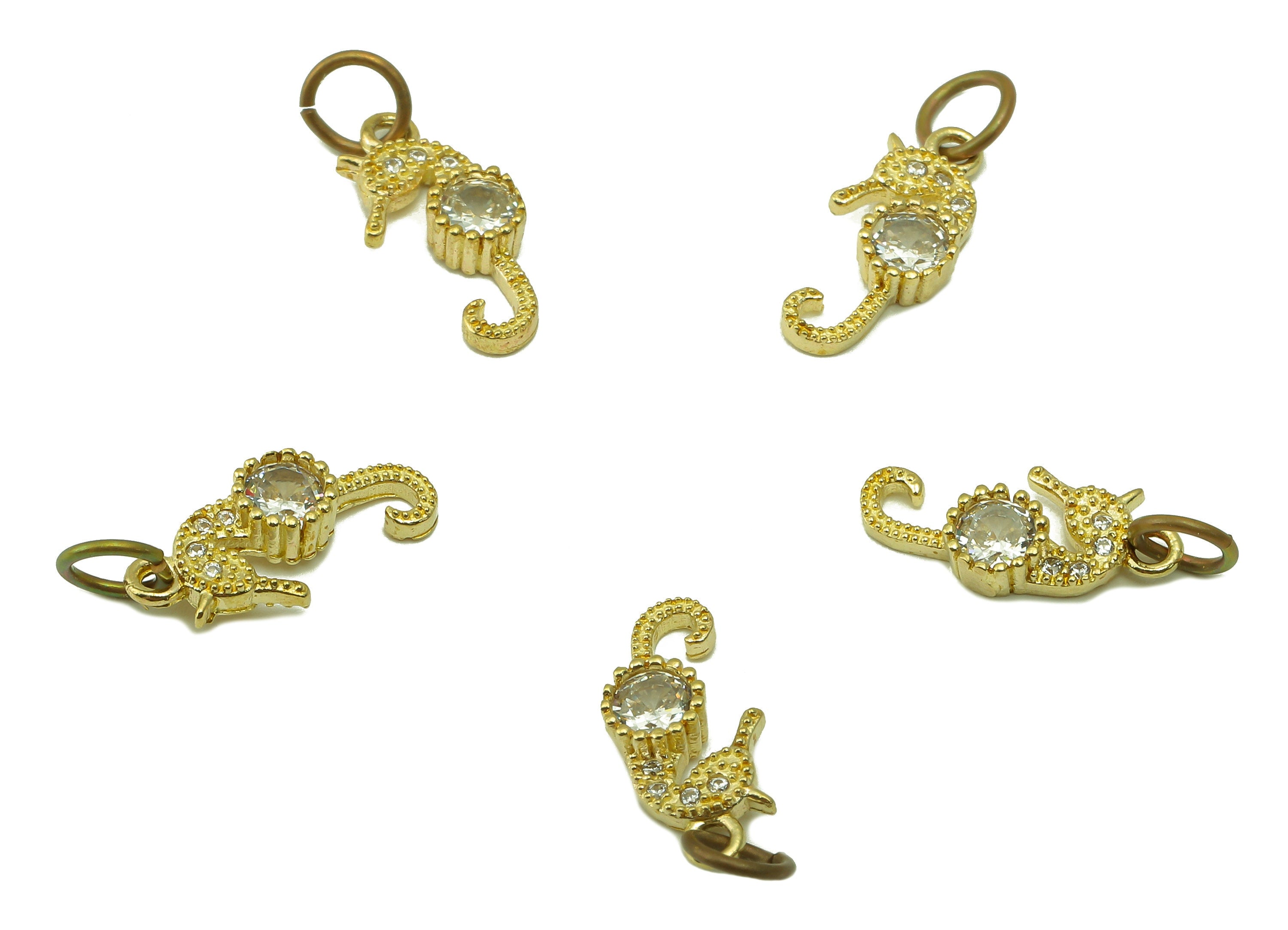 Brass Snails Earring Charms - Raw Brass Snails Cubic Zirconia With Hoop - For Necklace - Jewelry Making - 14.4 x 6.49 x 2.63- PP8587 - DOMEDBAZAAR