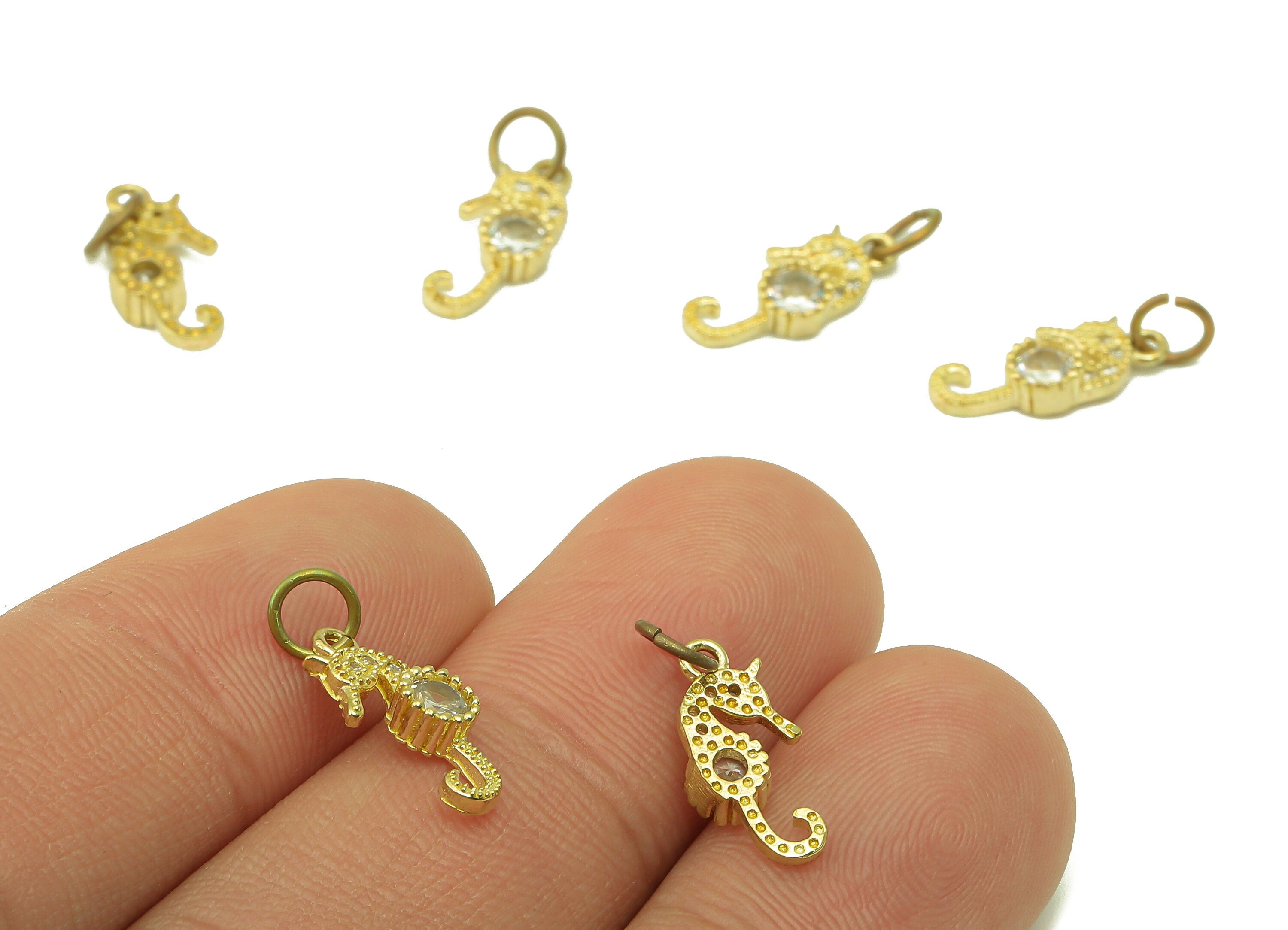 Brass Snails Earring Charms - Raw Brass Snails Cubic Zirconia With Hoop - For Necklace - Jewelry Making - 14.4 x 6.49 x 2.63- PP8587 - DOMEDBAZAAR