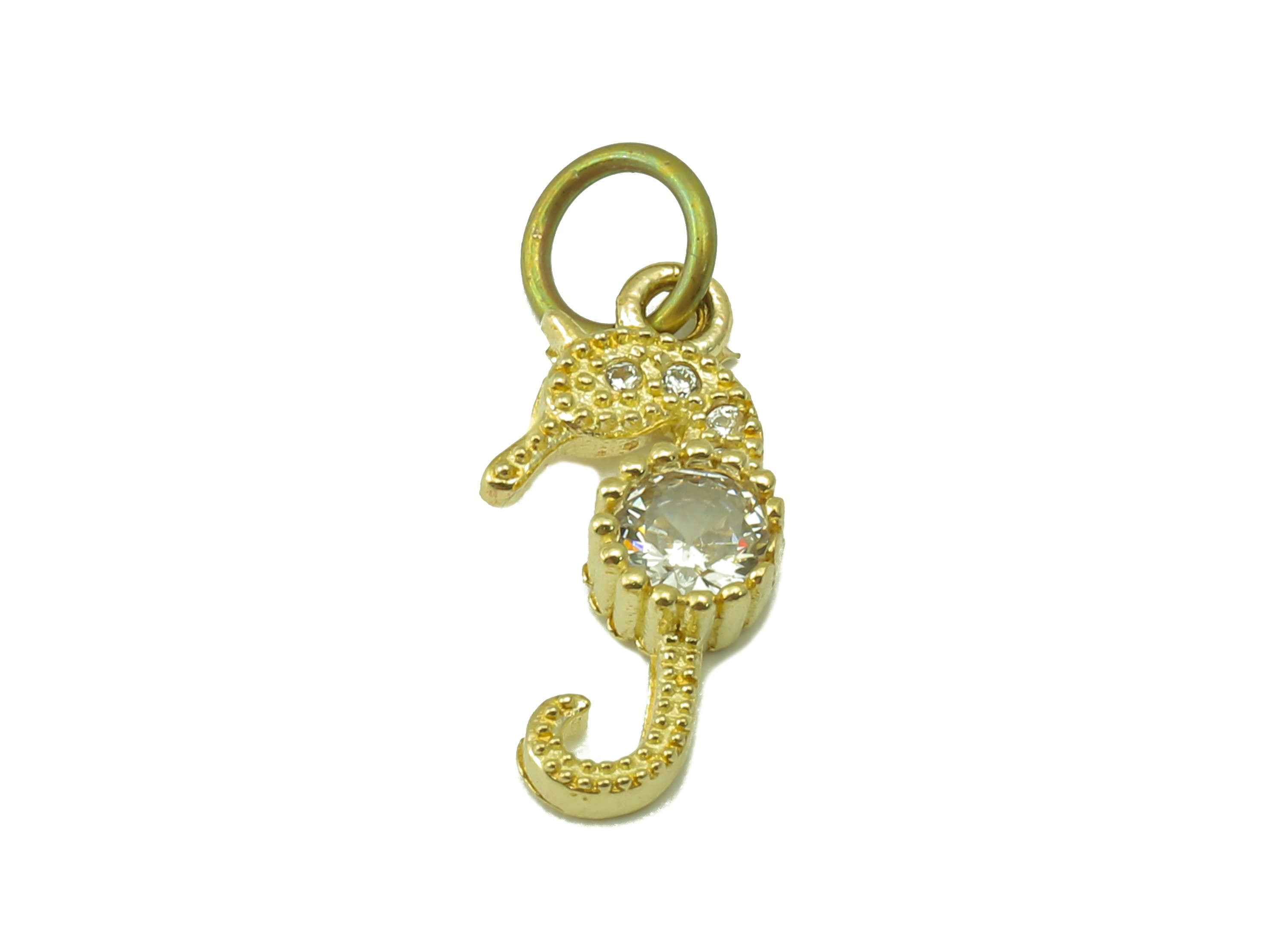 Brass Snails Earring Charms - Raw Brass Snails Cubic Zirconia With Hoop - For Necklace - Jewelry Making - 14.4 x 6.49 x 2.63- PP8587 - DOMEDBAZAAR