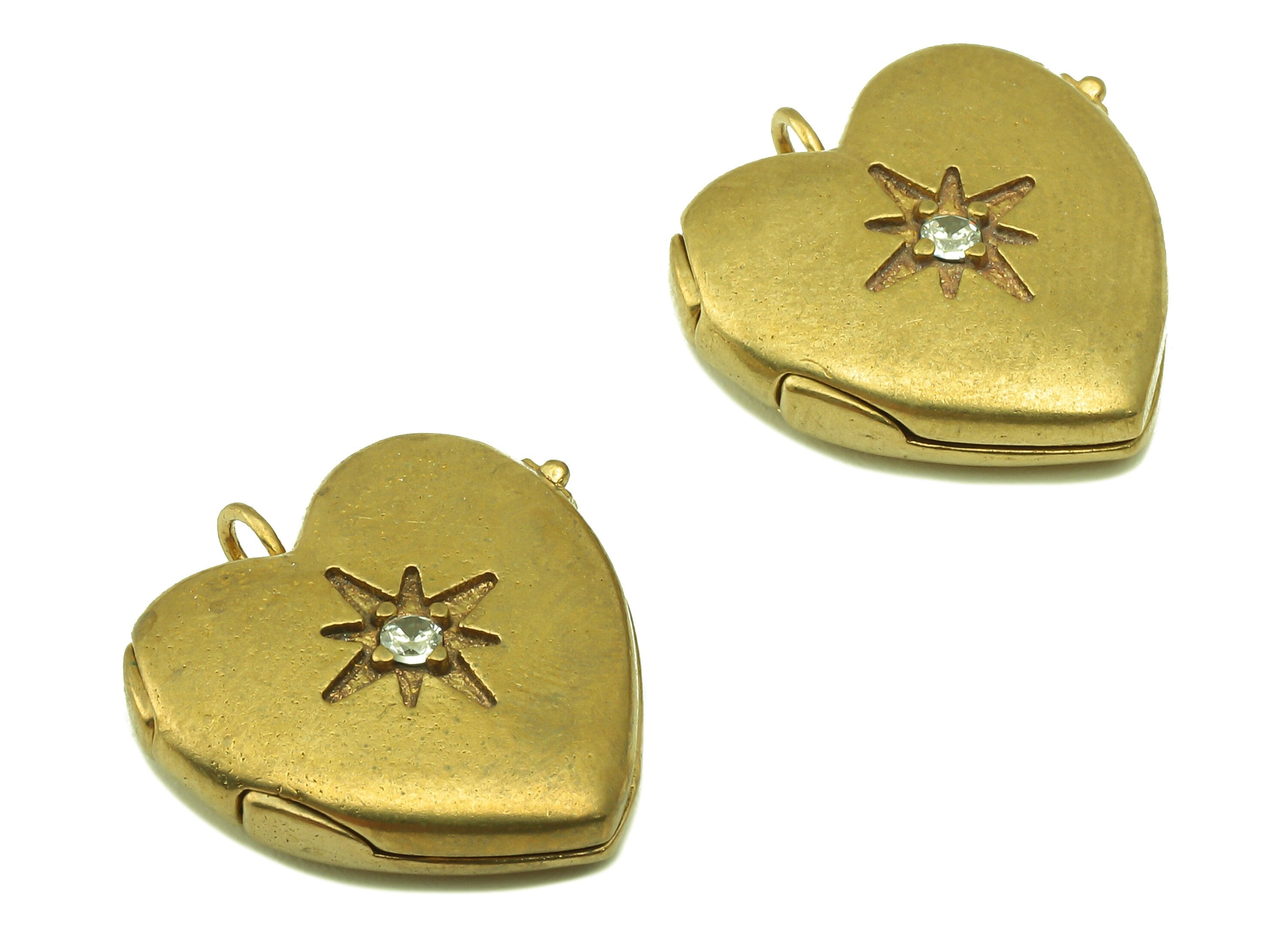 Brass Watch Earring - Raw Brass Cubic Zircon Pocket Watch Pendant -CZ Heart For Necklace - Jewelry Making - 18.23 x 17.37 x 4.63mm - PP8558 - DOMEDBAZAAR