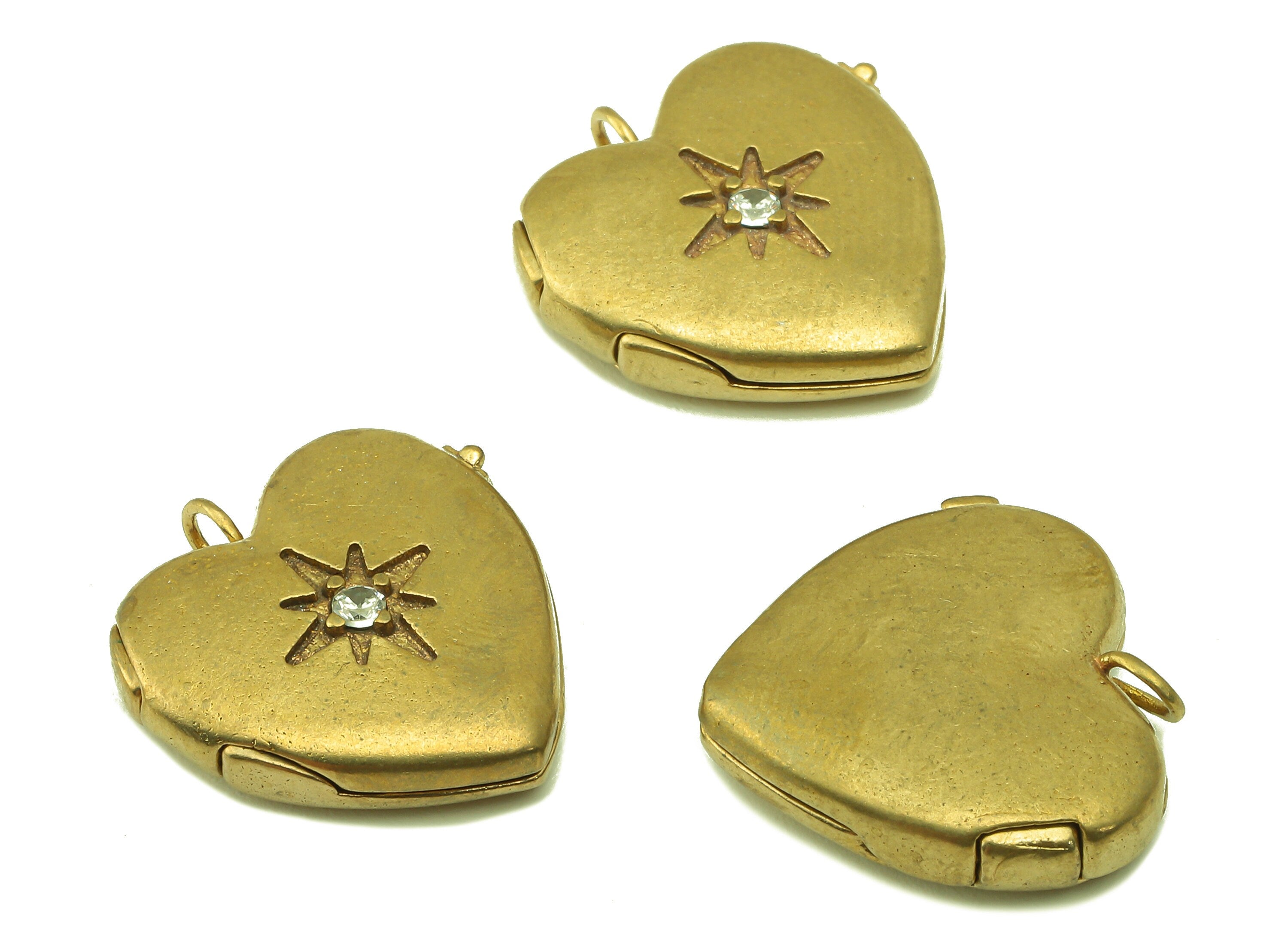 Brass Watch Earring - Raw Brass Cubic Zircon Pocket Watch Pendant -CZ Heart For Necklace - Jewelry Making - 18.23 x 17.37 x 4.63mm - PP8558 - DOMEDBAZAAR