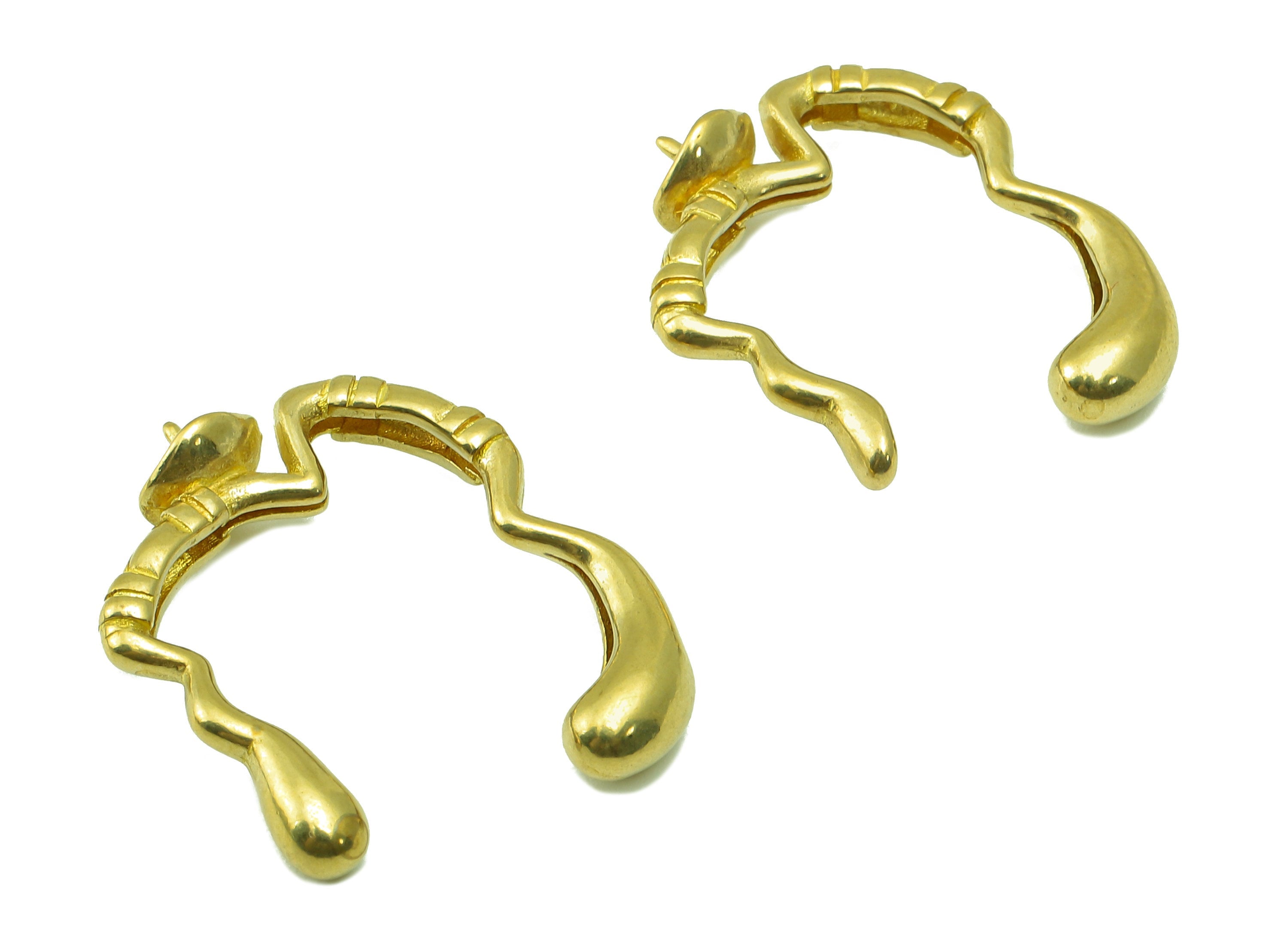 Brass Gold Plated Irregular Earrings - Brass Earring for Pearl - Brass Melting Earring - 26.48 x 19.15 x 6.07mm - PP7648 - DOMEDBAZAAR