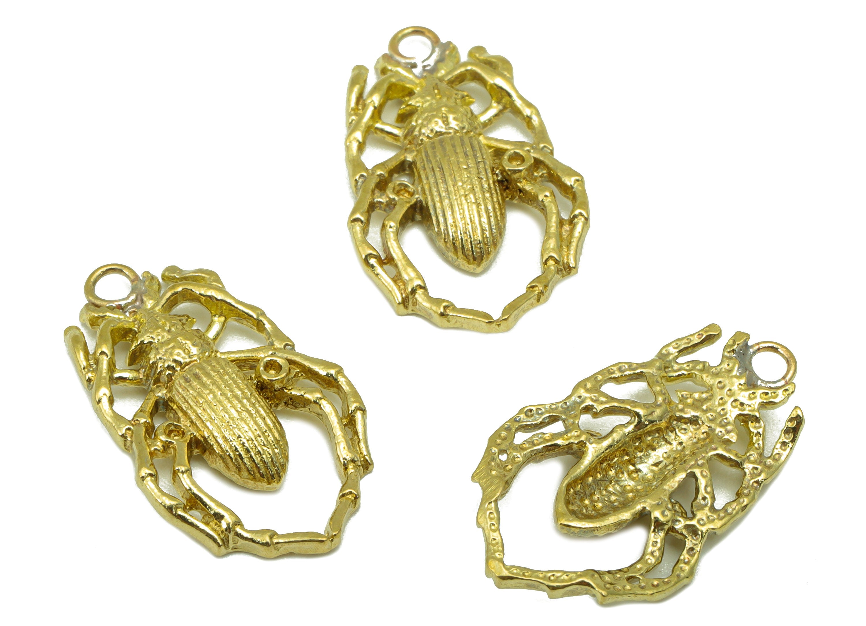 Brass Spider Earring Charm- Raw Brass Insect Charm -Animal Pendant - For Earring - Jewelry supplies-13x11x2.37mm-PP8407 - DOMEDBAZAAR