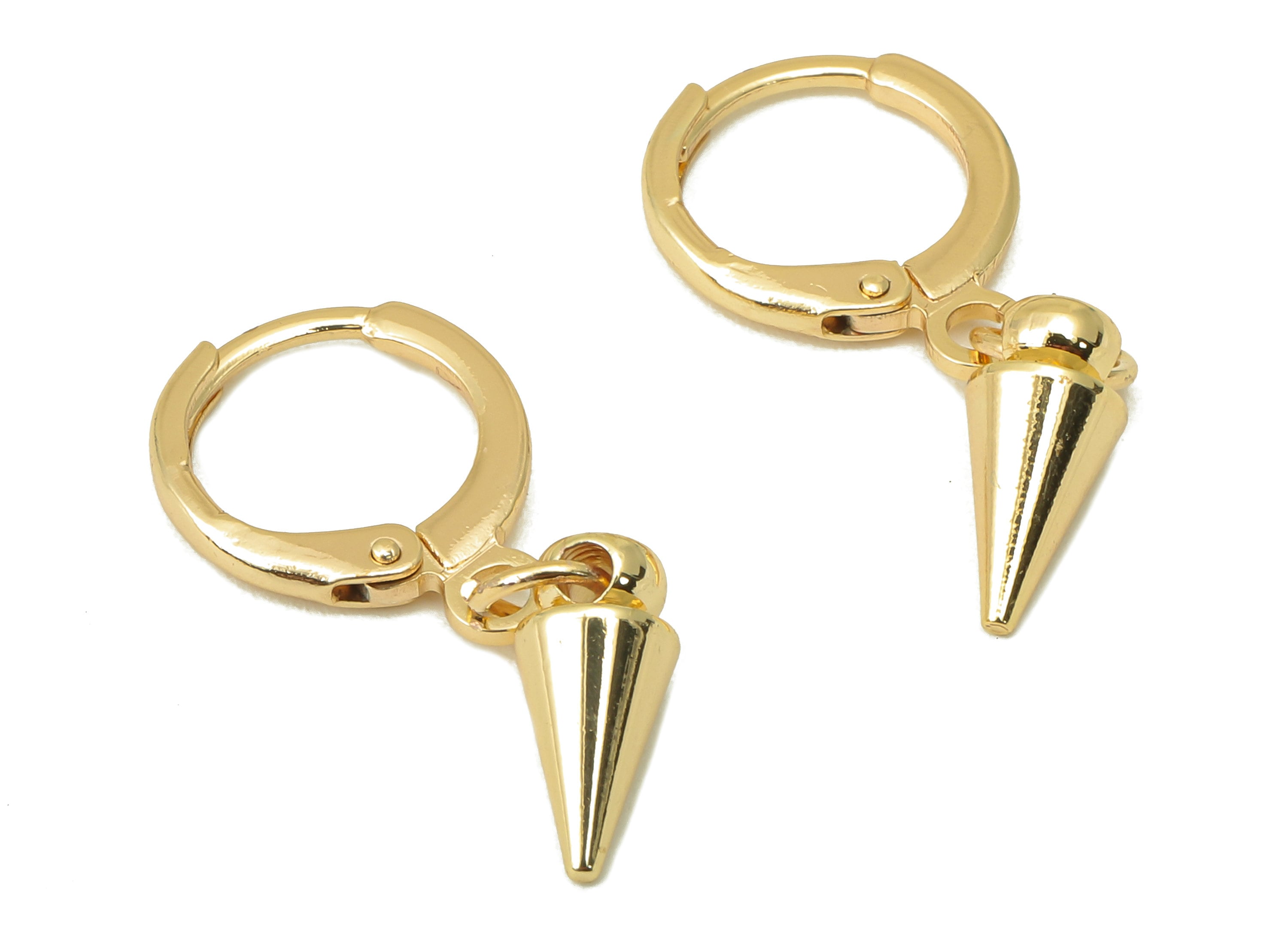 Brass Clasp Earring - Brass Awl Lever back Earring Huggie - Geometry Hoop- 18K Real Gold Plating - 26.6x11.5x4mm - RGP6062 - DOMEDBAZAAR