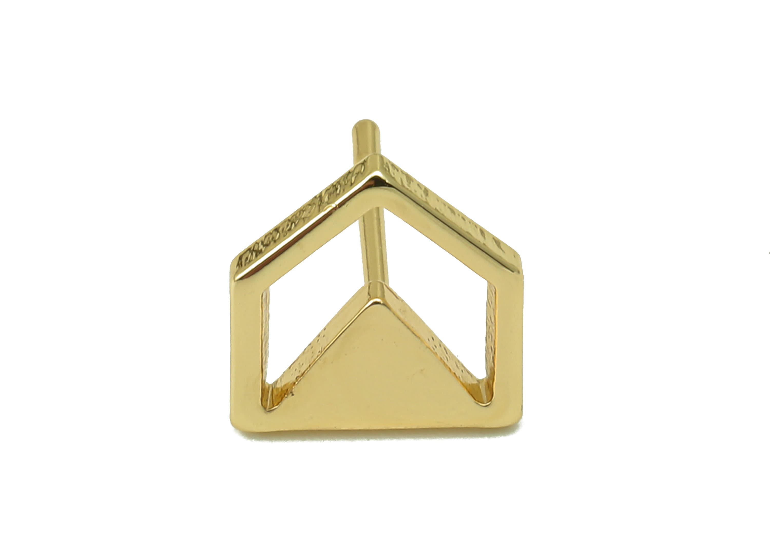 Brass Pentagon Stud Earring - Mini House Earring Post - Hollow Triangle Earring - 18K Real Gold Plated - 10x9.2x1.3mm- RGP5920G - DOMEDBAZAAR