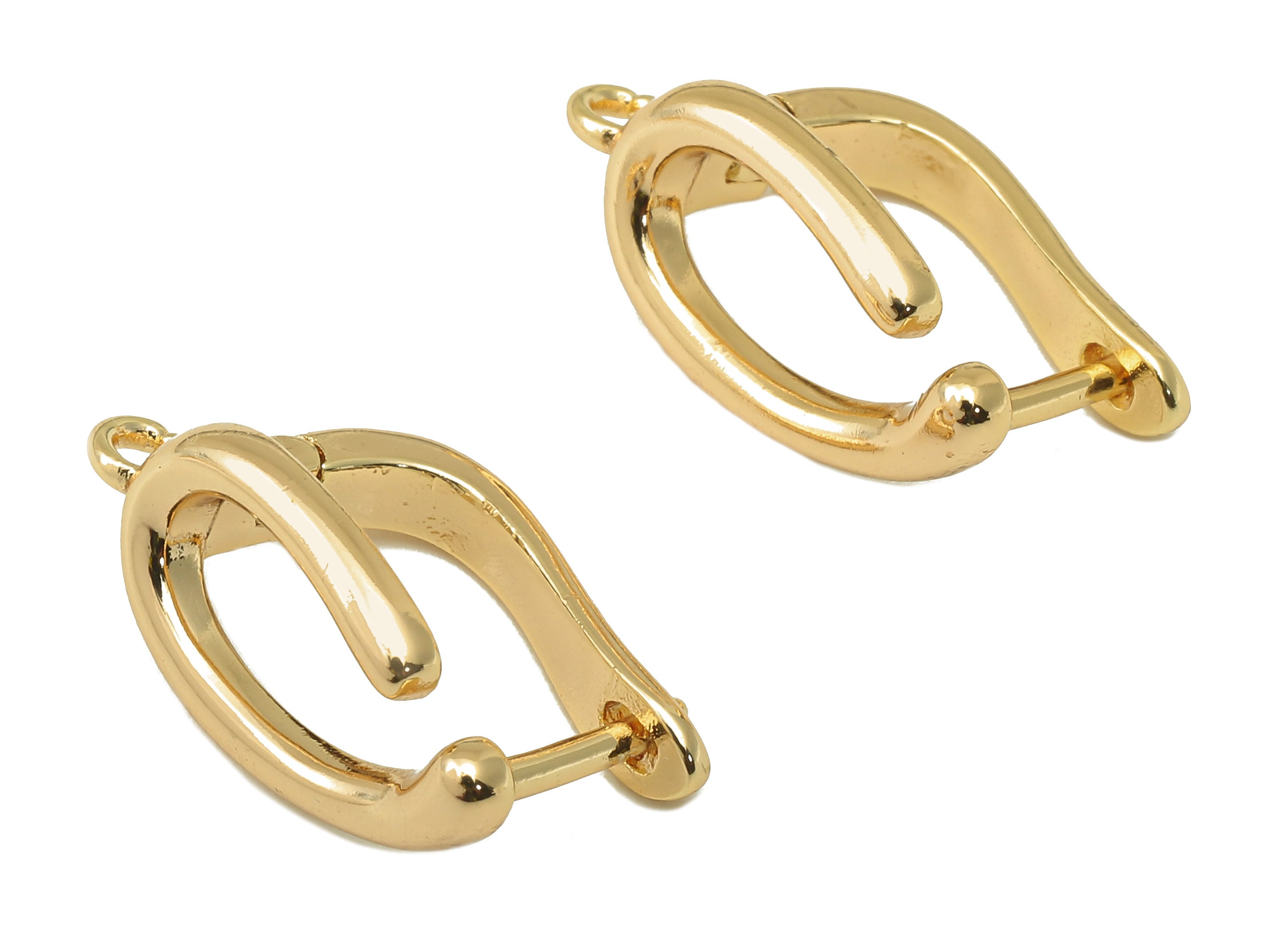 Brass Irregular Clasp Hoop Earring - Brass Loop Earring - Clasp Hoop Earring With Loop - 18K Real Gold Plating -19.58x 11x 1.84mm - RGP6104 - DOMEDBAZAAR