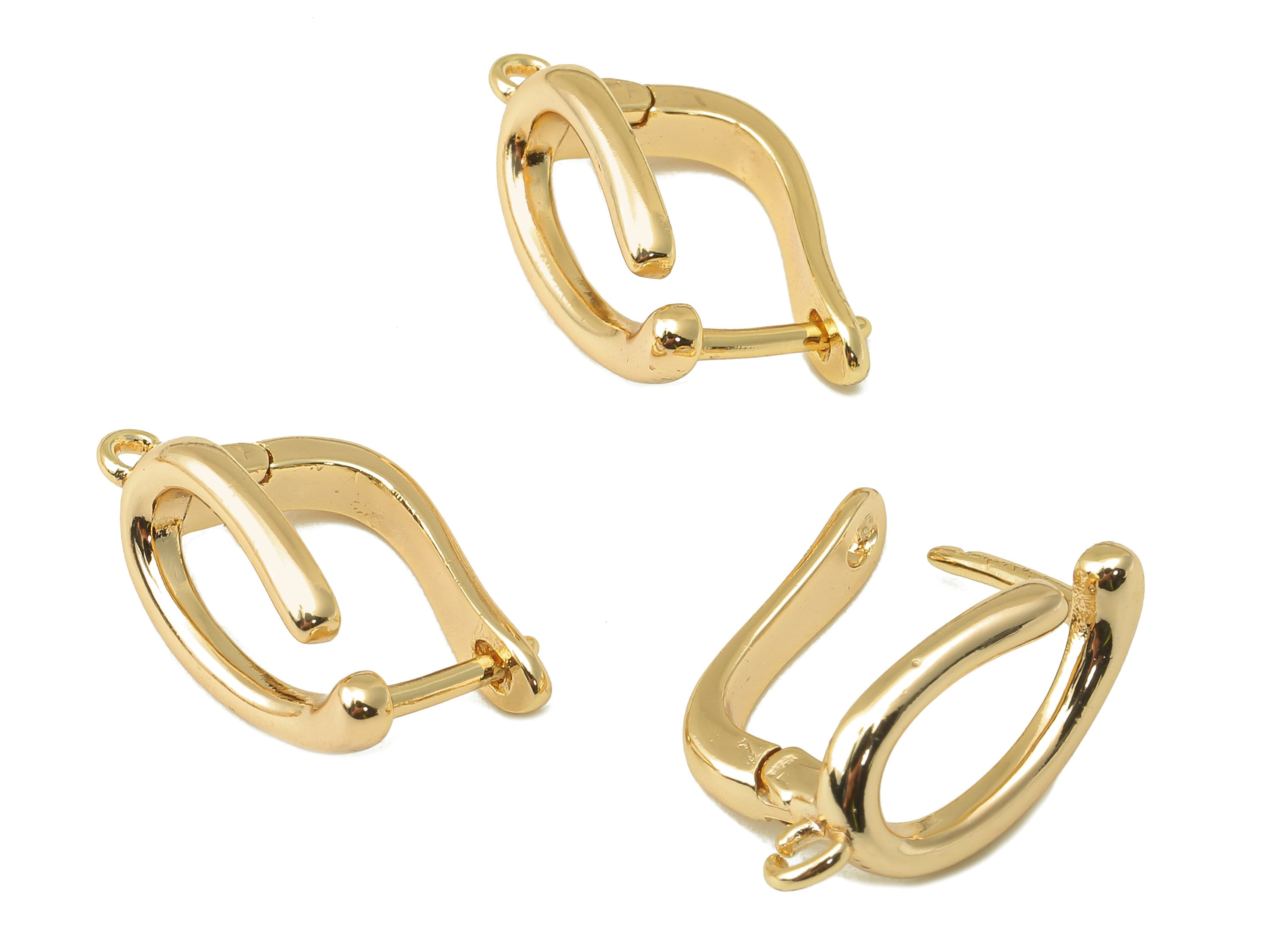 Brass Irregular Clasp Hoop Earring - Brass Loop Earring - Clasp Hoop Earring With Loop - 18K Real Gold Plating -19.58x 11x 1.84mm - RGP6104 - DOMEDBAZAAR