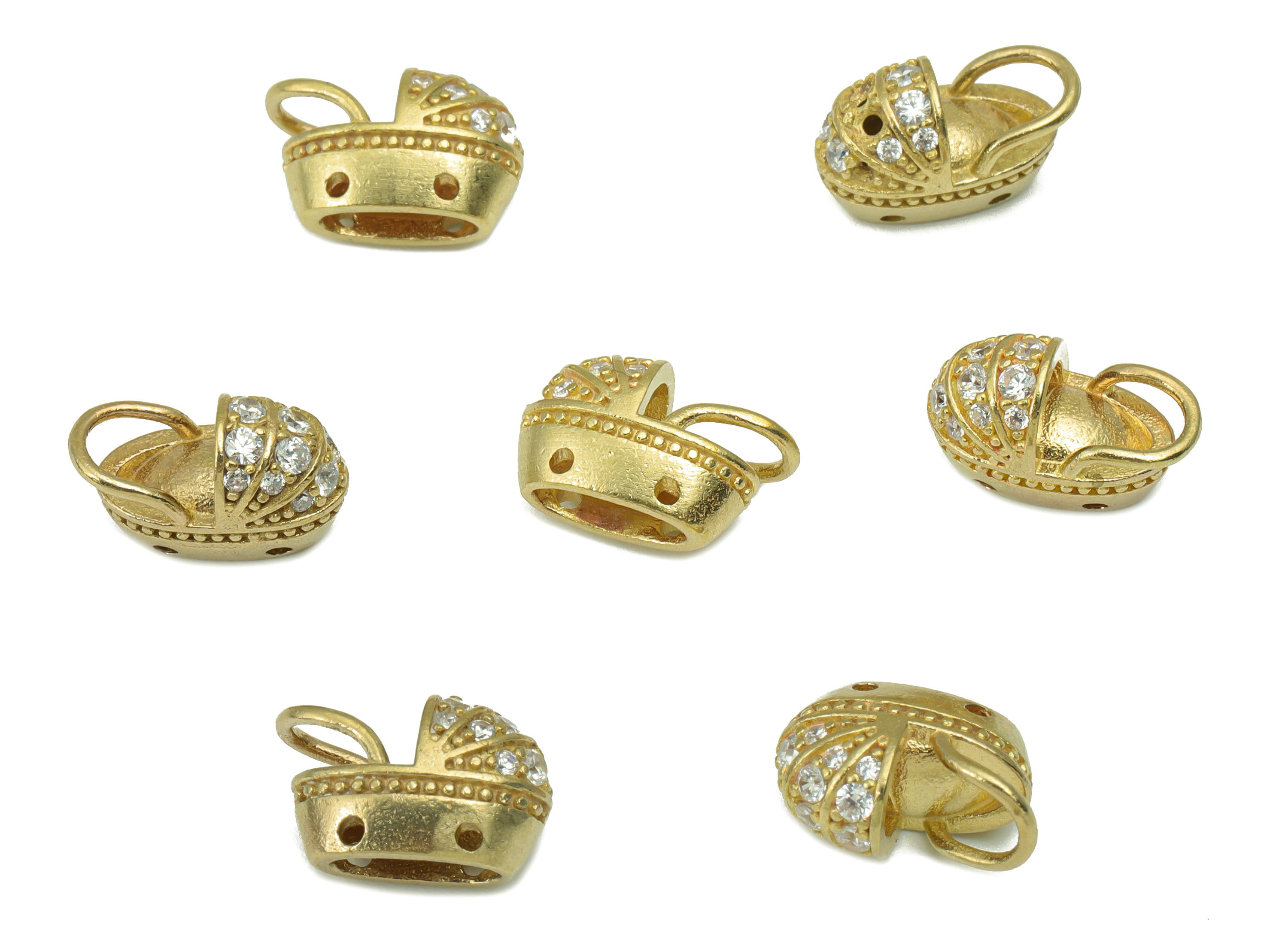 Brass CZ Clog Charm -Raw Brass Bracelet Charm -Cubic Zirconia - For Necklace - For Bracelet -Jewelry supplies-12 x9 x5.38mm-PP8412 - DOMEDBAZAAR