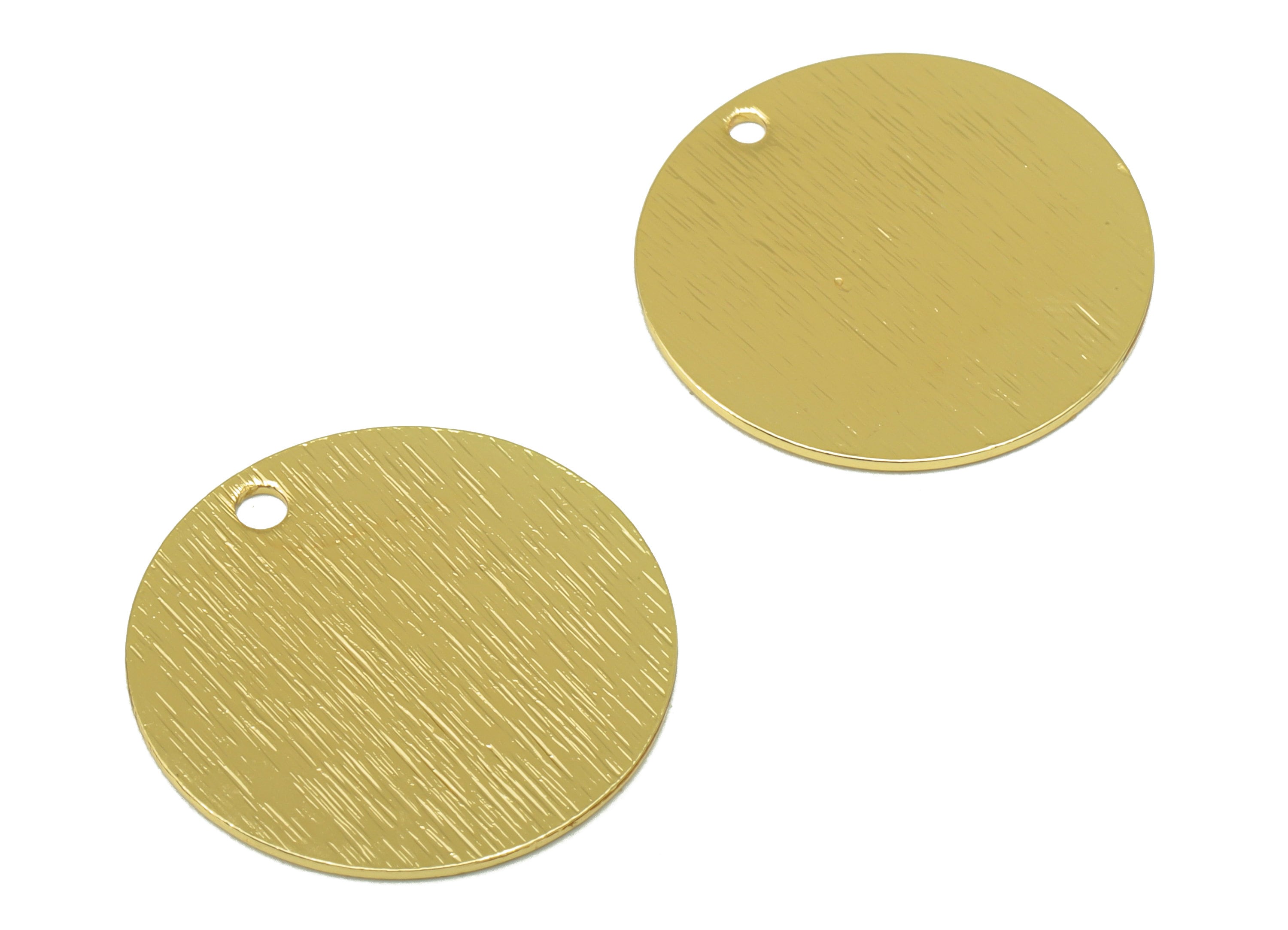 Brass Round Charms - Rough Textured Brass Pendant - For Necklace - Tone Plated Brass - Jewelry Supplies - 20.6 x 20.6 x 0.61mm - PP1931G - DOMEDBAZAAR