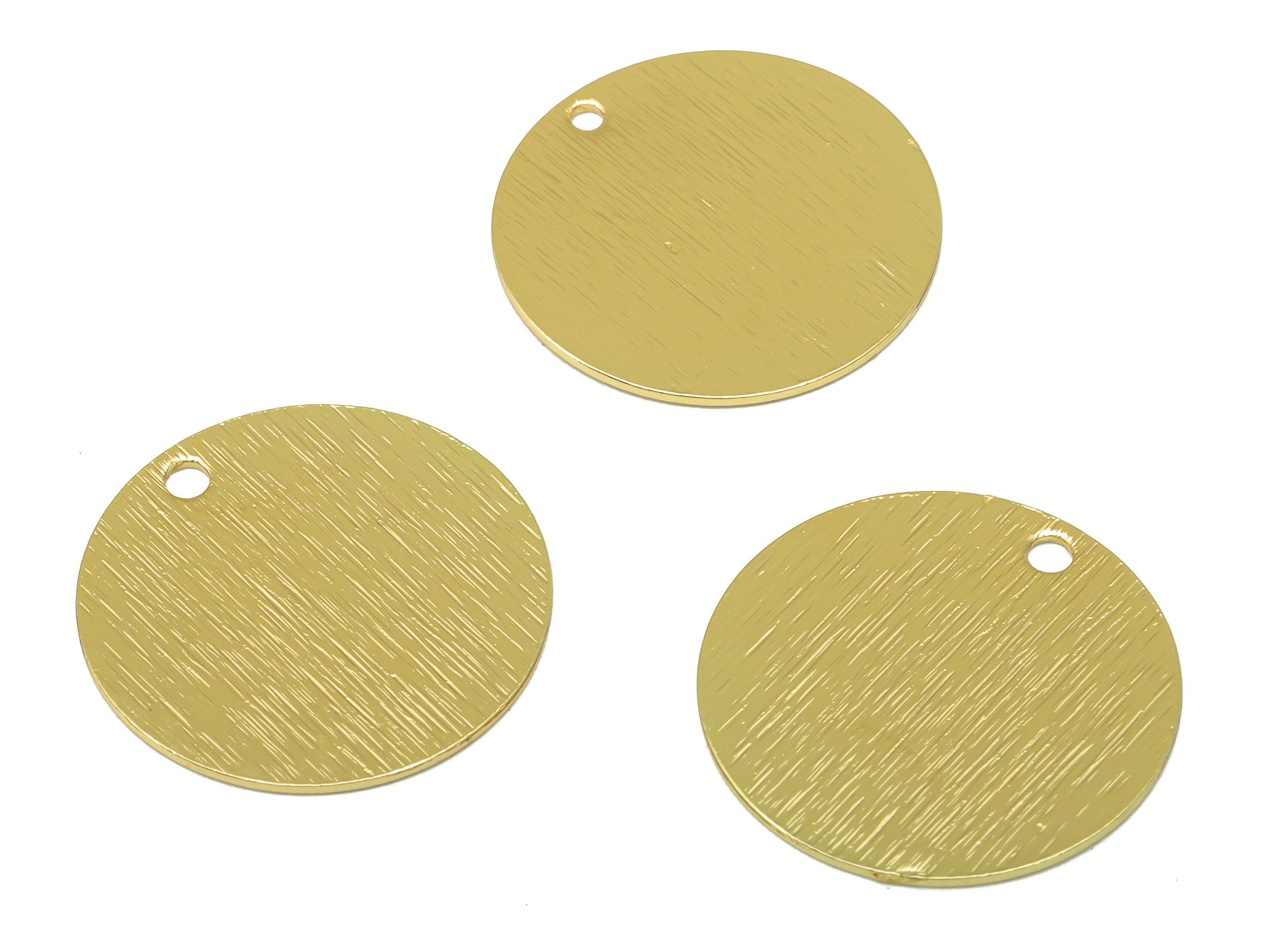 Brass Round Charms - Rough Textured Brass Pendant - For Necklace - Tone Plated Brass - Jewelry Supplies - 20.6 x 20.6 x 0.61mm - PP1931G - DOMEDBAZAAR