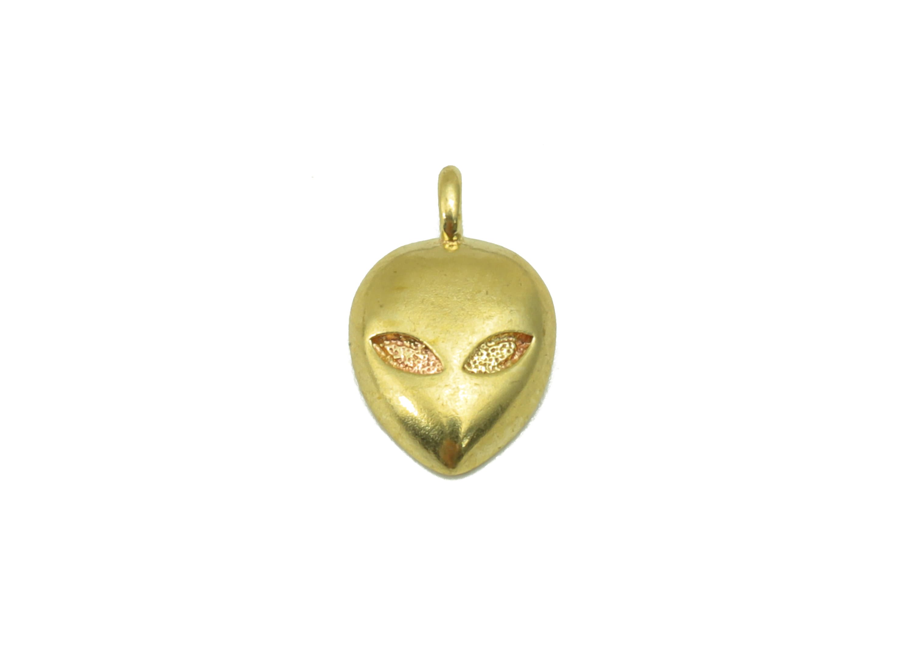 Brass Grimace Charm - Raw Brass Mini Alien Earring Charm - Alien Pendant  - For Earring Making -For Necklace -11 x7 x1.91mm-PP8440 - DOMEDBAZAAR